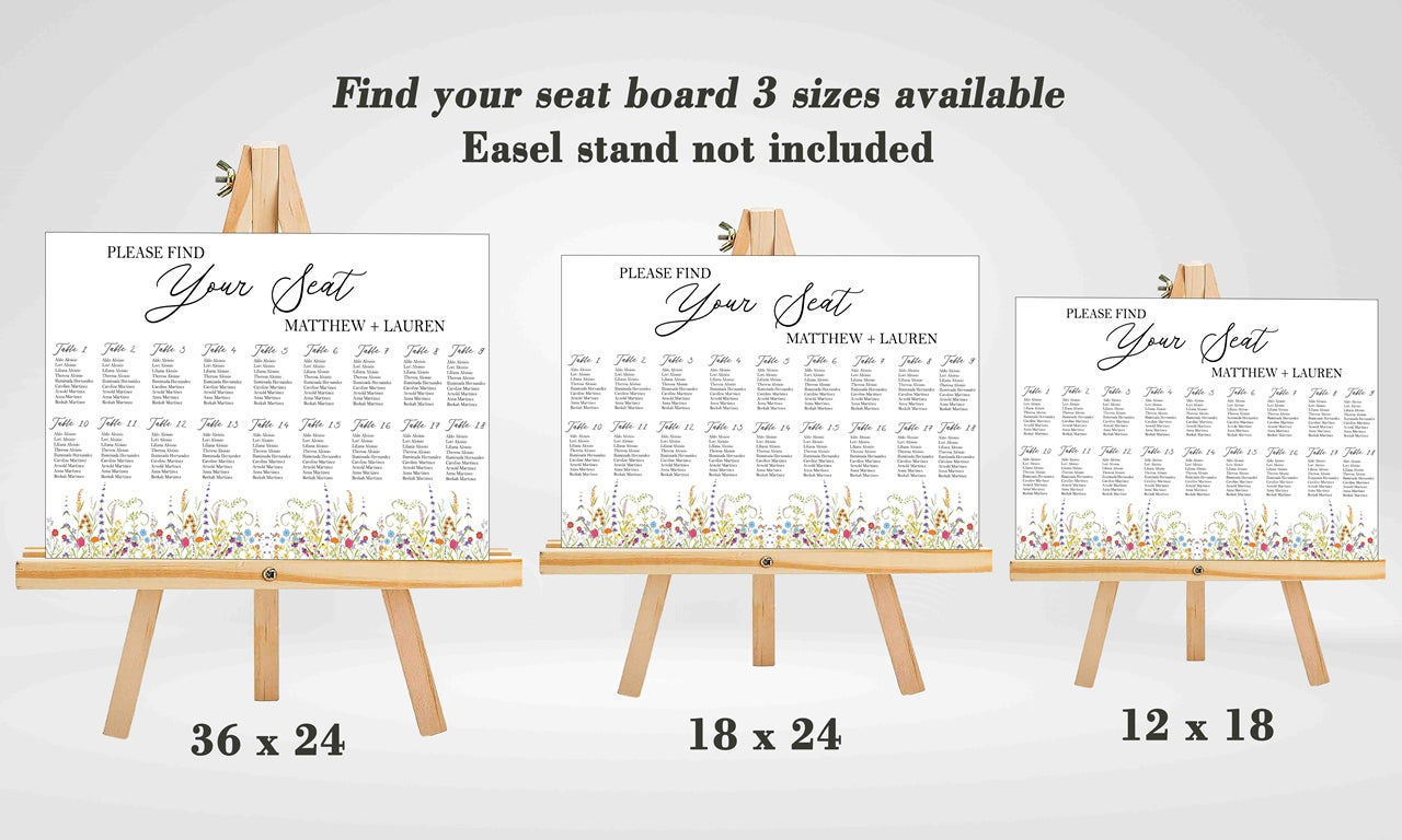 Wild Flower Theme Wedding Find your Seat Sitting Layout