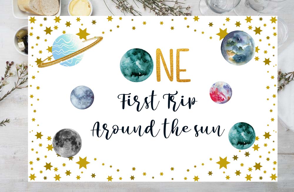 First Trip Around The Sun Theme Birthday Table Mats for Decoration