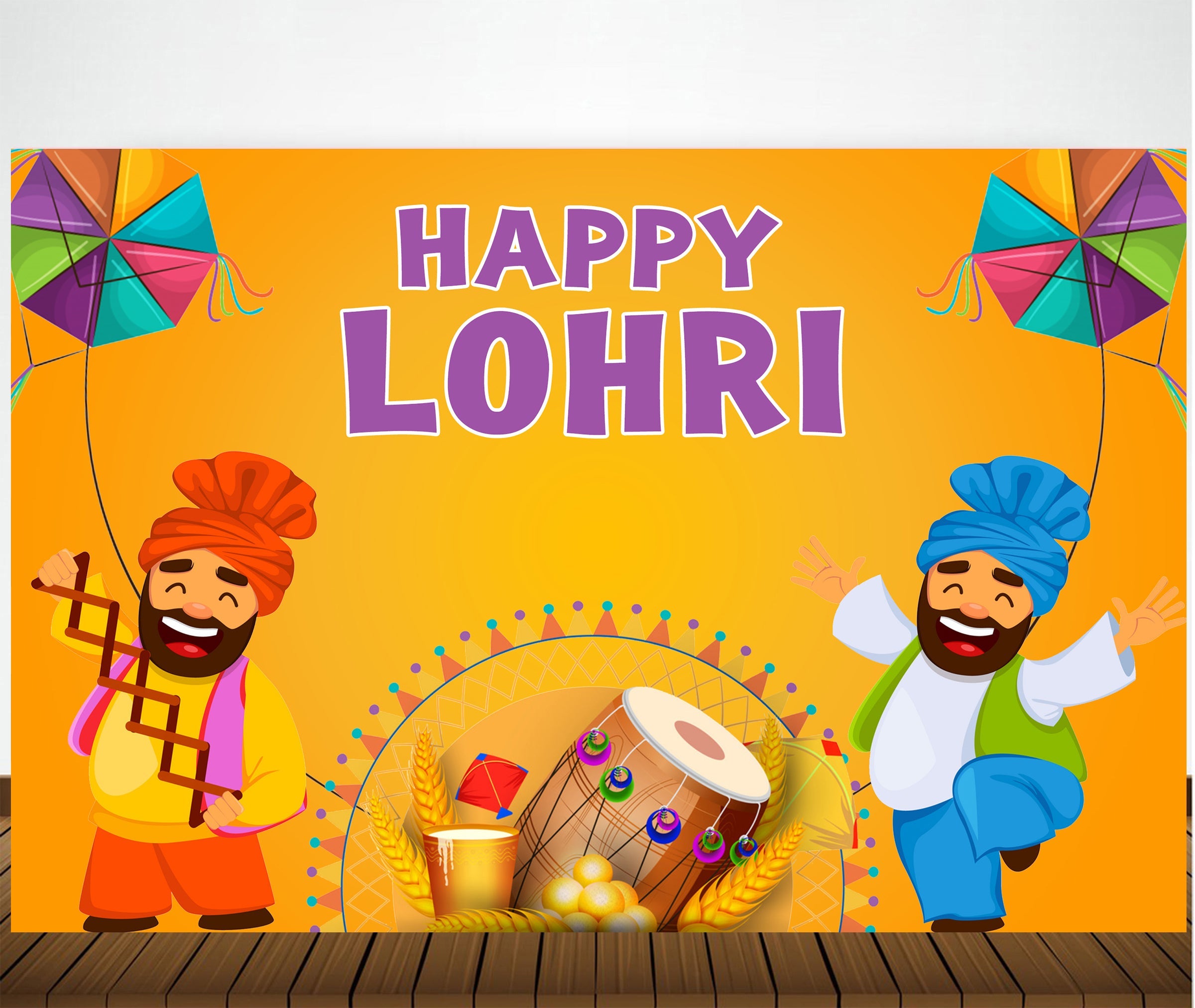 Lohri Party Personalized Backdrop for Decoration