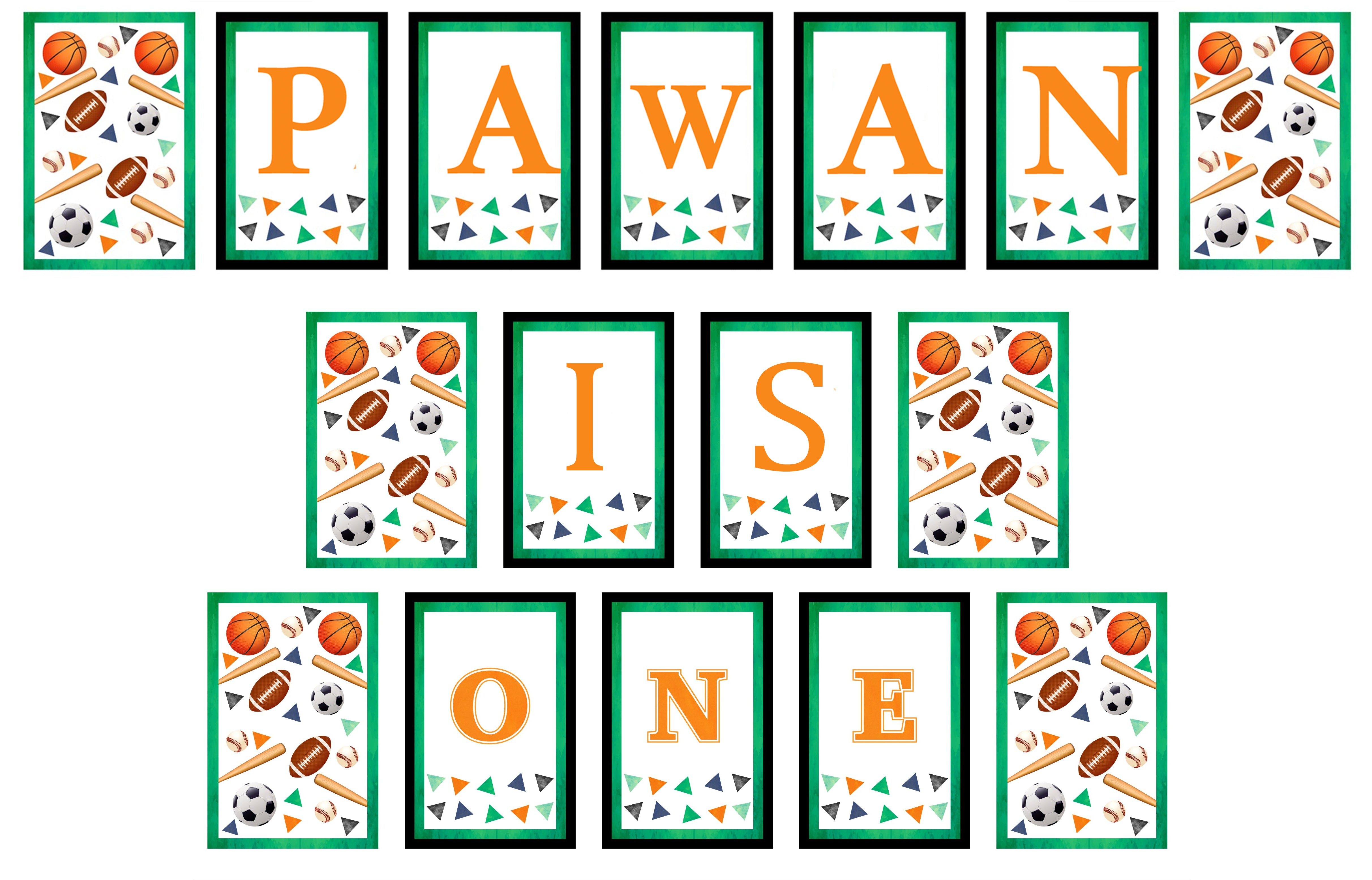 Sports Theme "I Am One" Birthday Party Banner for Decoration