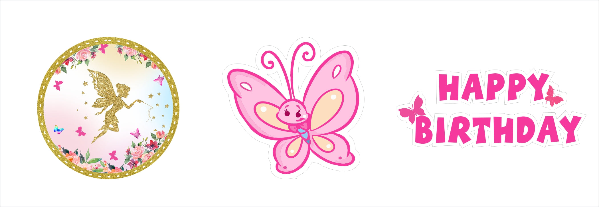 Butterflies and Fairies Birthday Party Cupcake Toppers for Decoration