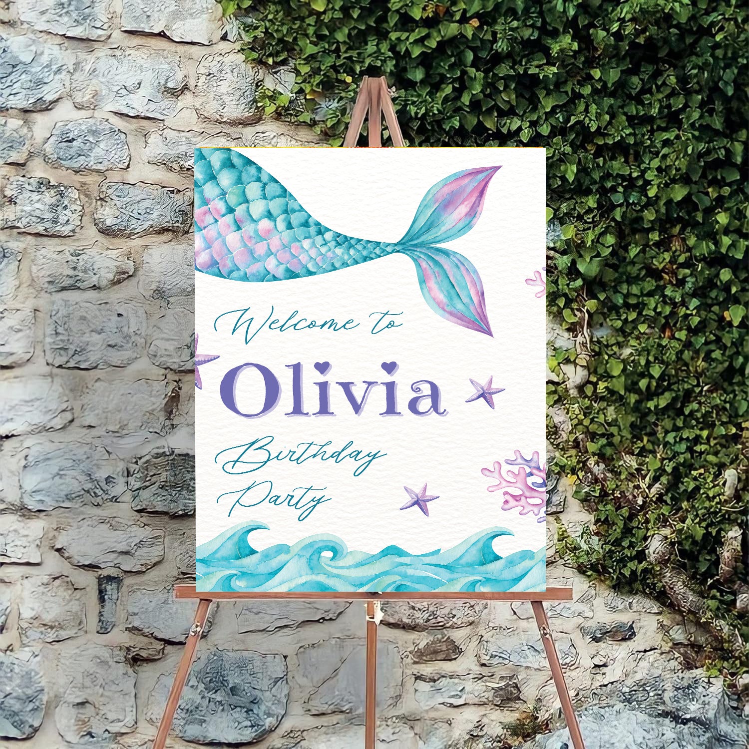 Mermaid Theme Birthday Party Yard Sign/Welcome Board
