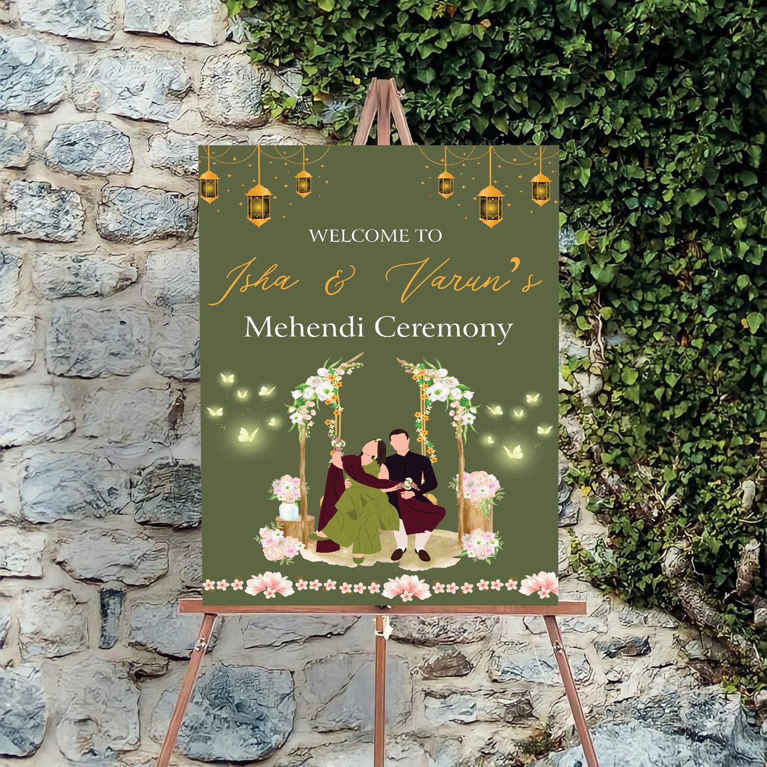 Mehndi Ceremony Signage or Welcome Board for Decoration