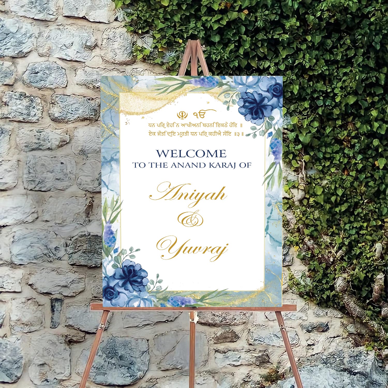 Indian Punjabi Wedding Anand Karaj Ceremony Welcome Board for Decoration