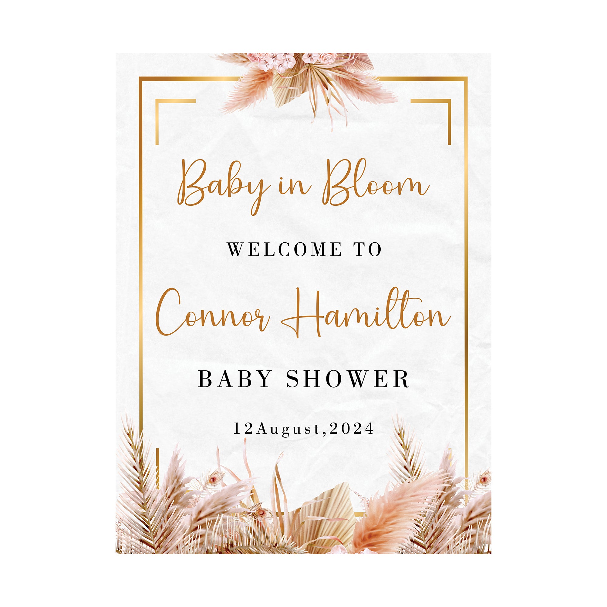 Baby in Bloom Baby Shower Welcome Board Sign for Decoration