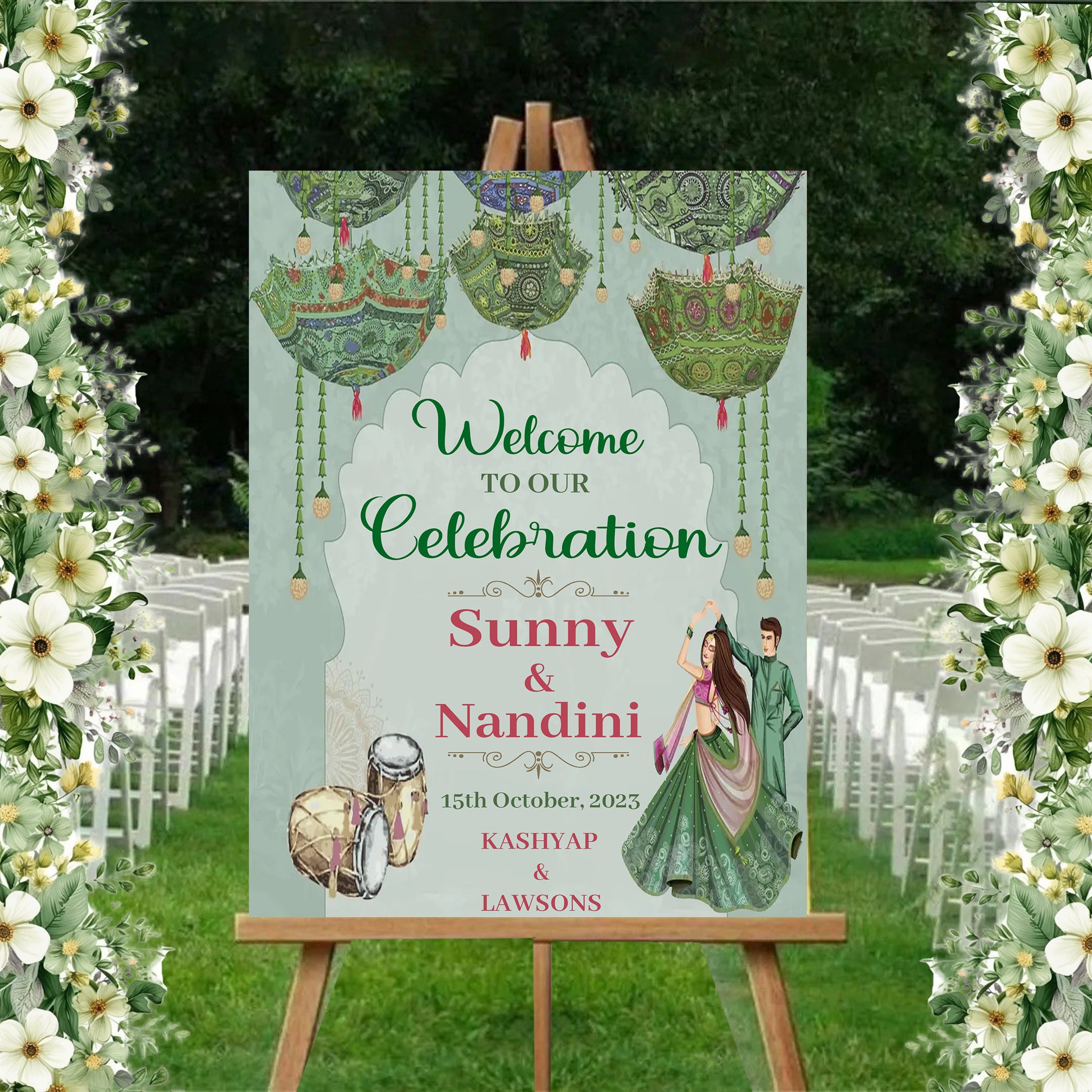 Indian Wedding Week Ceremony Welcome Board/Signage for Decoration