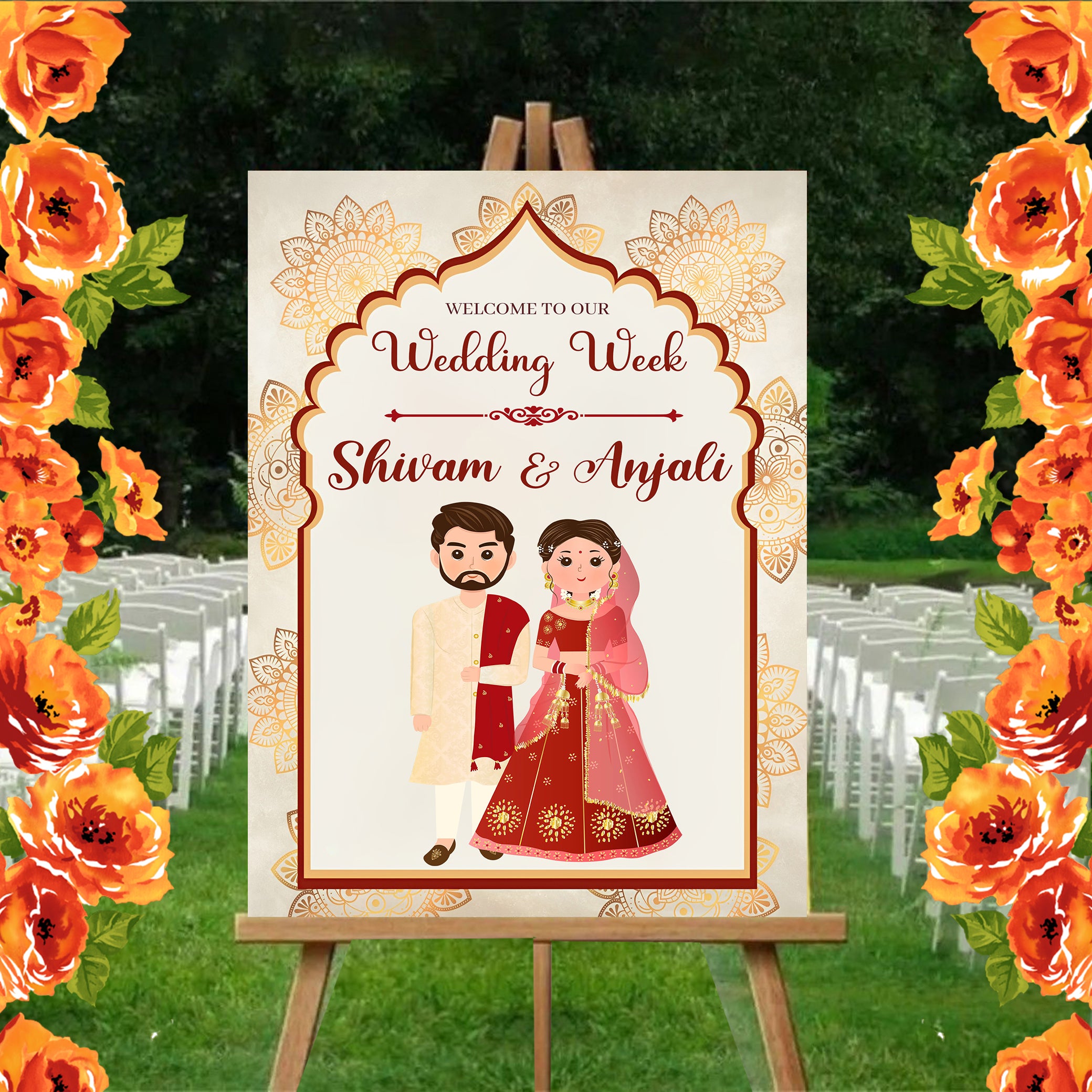 Indian Wedding Ceremony Welcome Board/Sign for Decoration