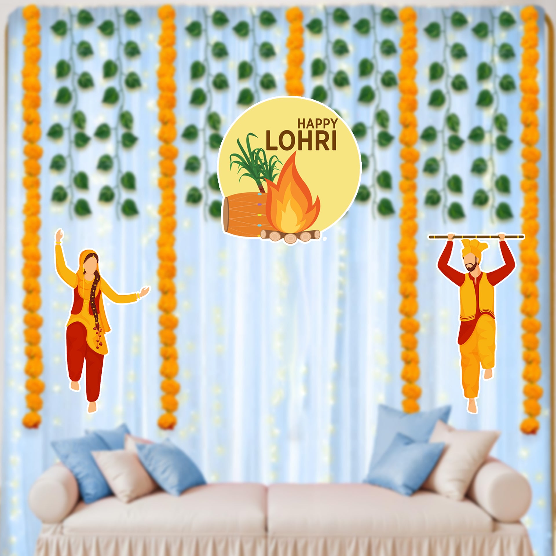 Lohri Party Cutouts for Decoration- Set of 3
