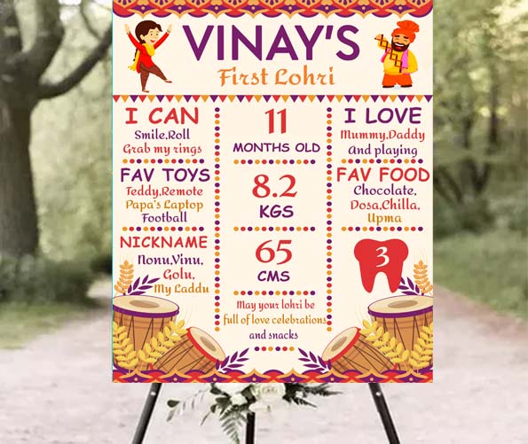 Lohri Party Customized Milestone Sign/Board