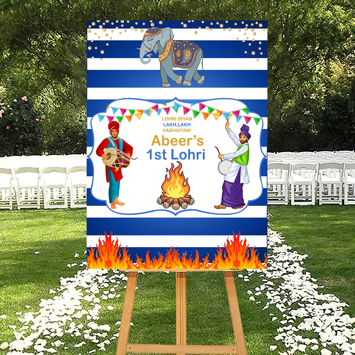 Lohri Party personalized Yard Sign/Welcome Board