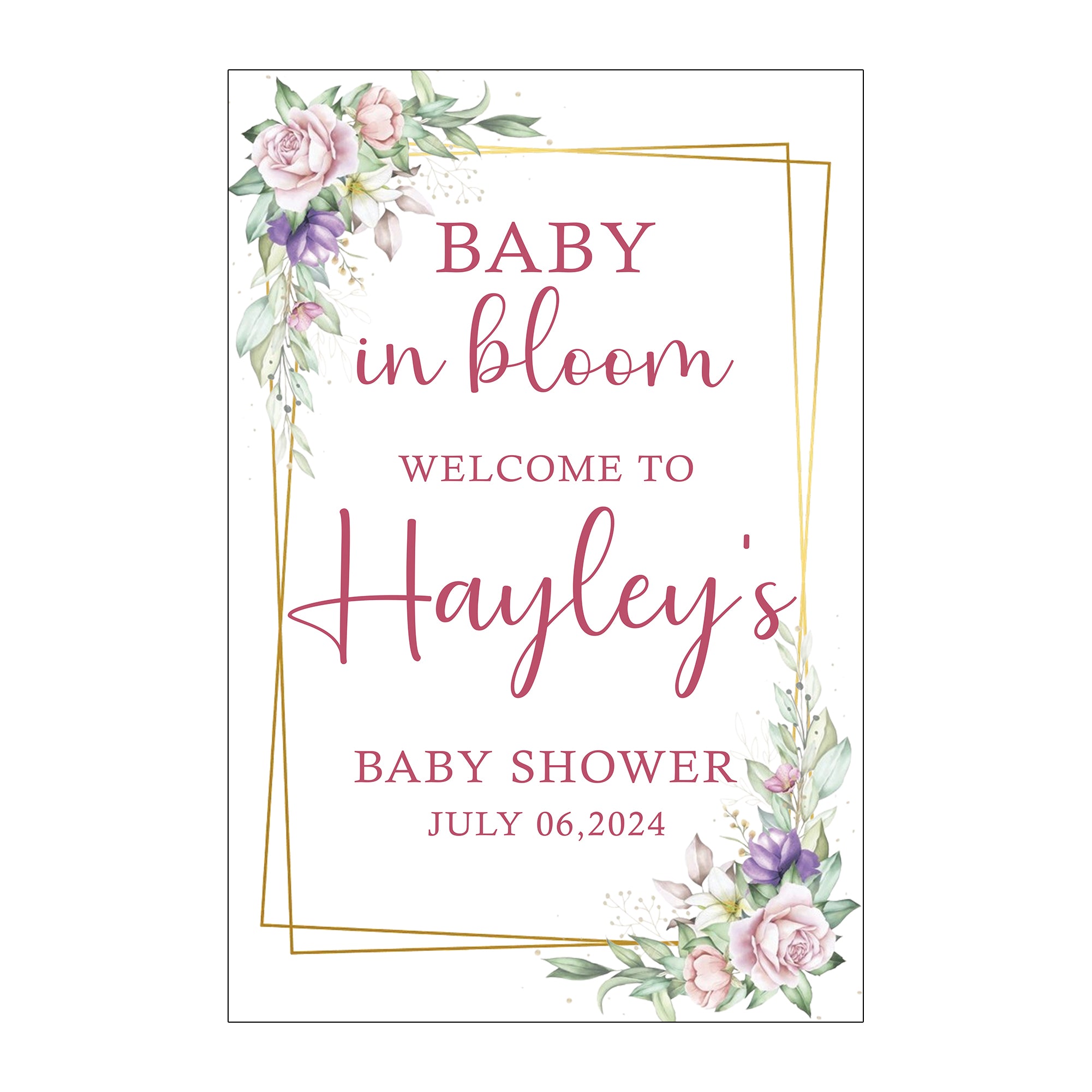 Baby in Bloom Baby Shower Welcome Board Sign for Decoration