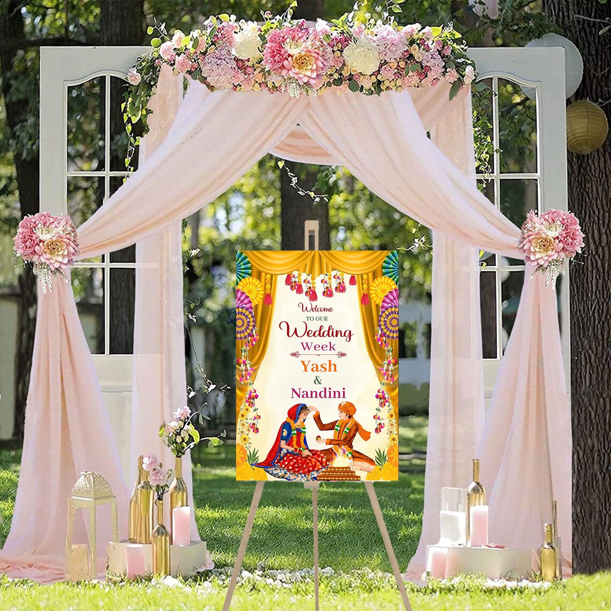 Indian Wedding Ceremony Welcome Board Sign for Decoration