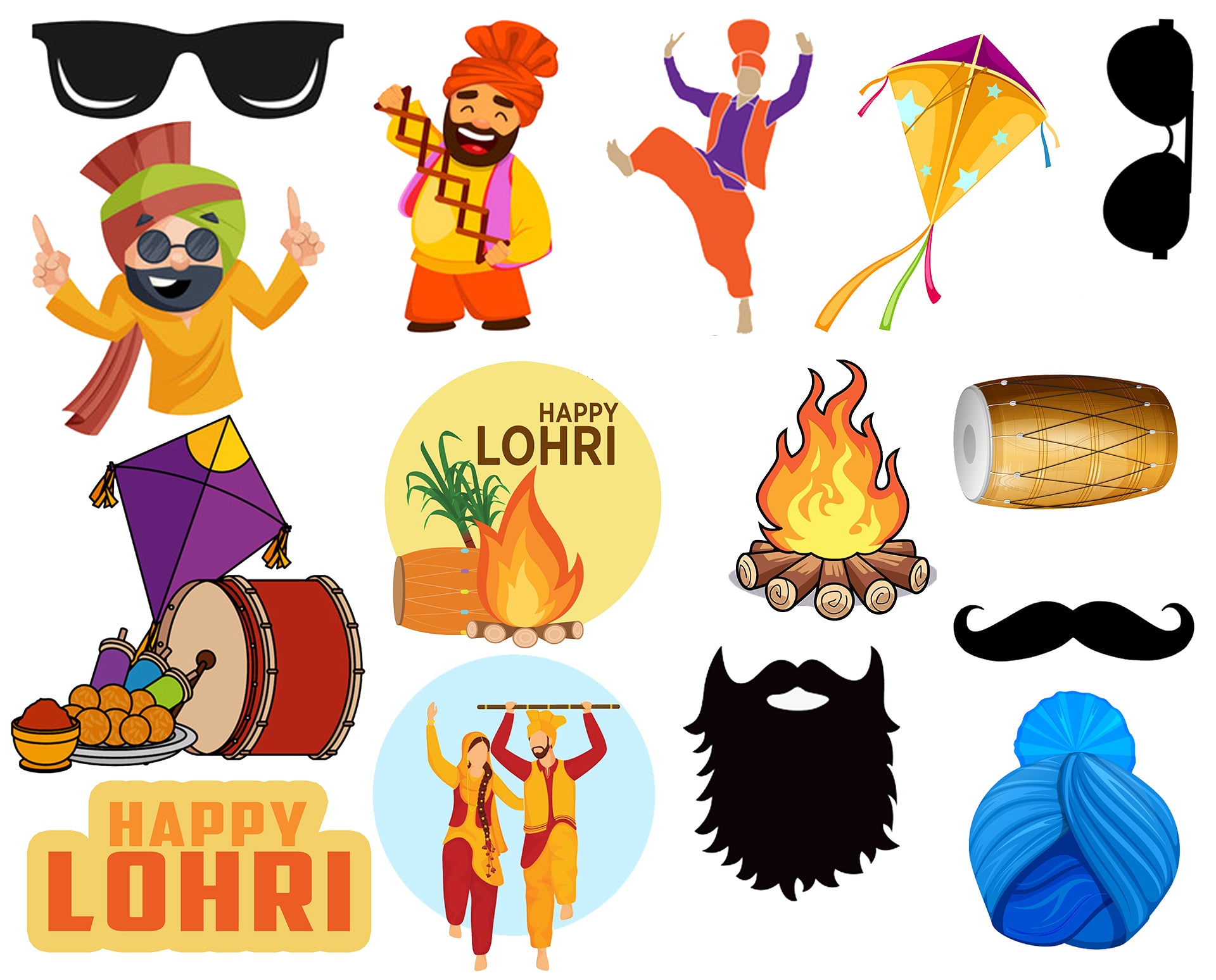 Lohri Party Photo Booth Props Kit