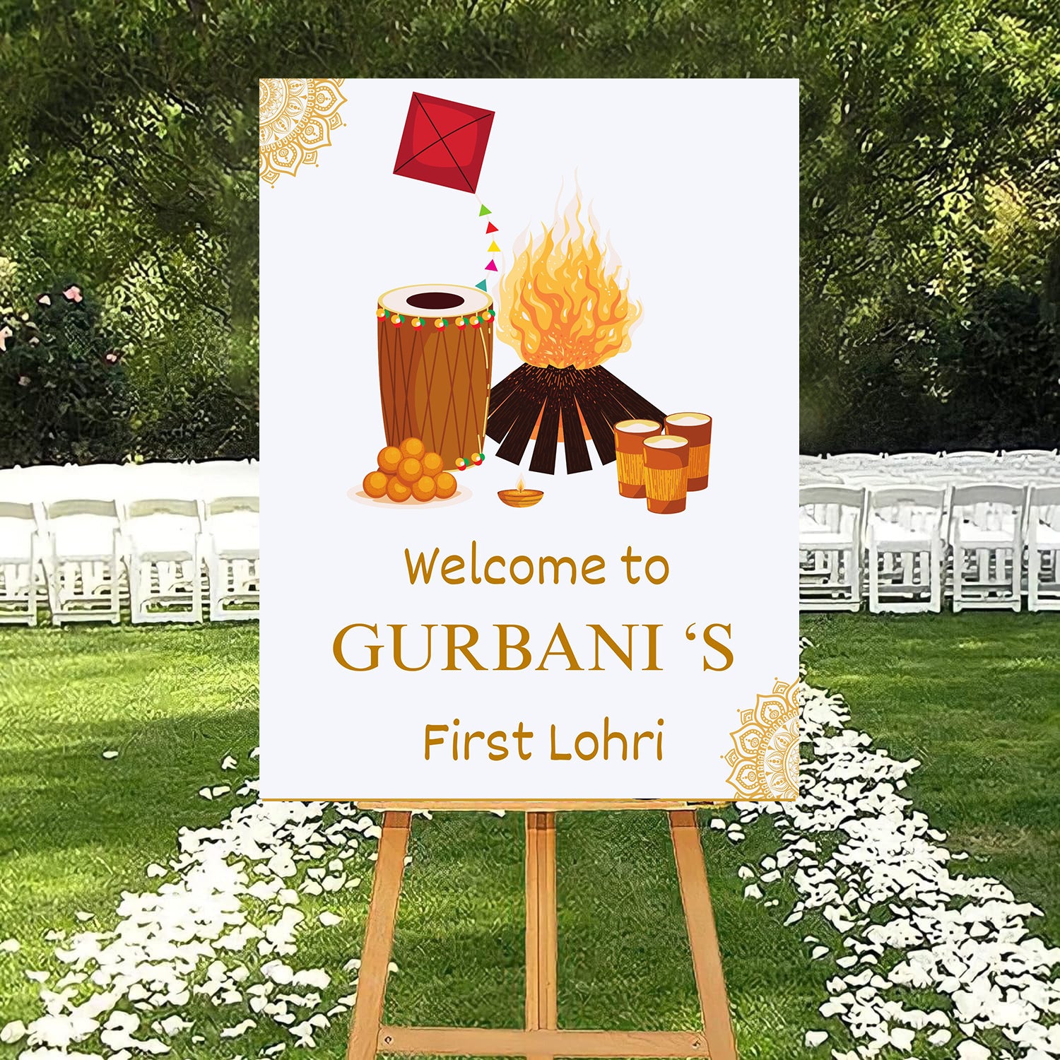 Lohri Party Personalized Yard Sign/Welcome Board