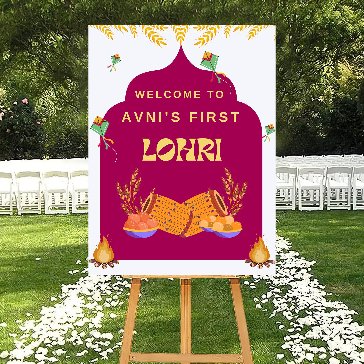 Lohri Party Personalized Yard Sign/Welcome Board