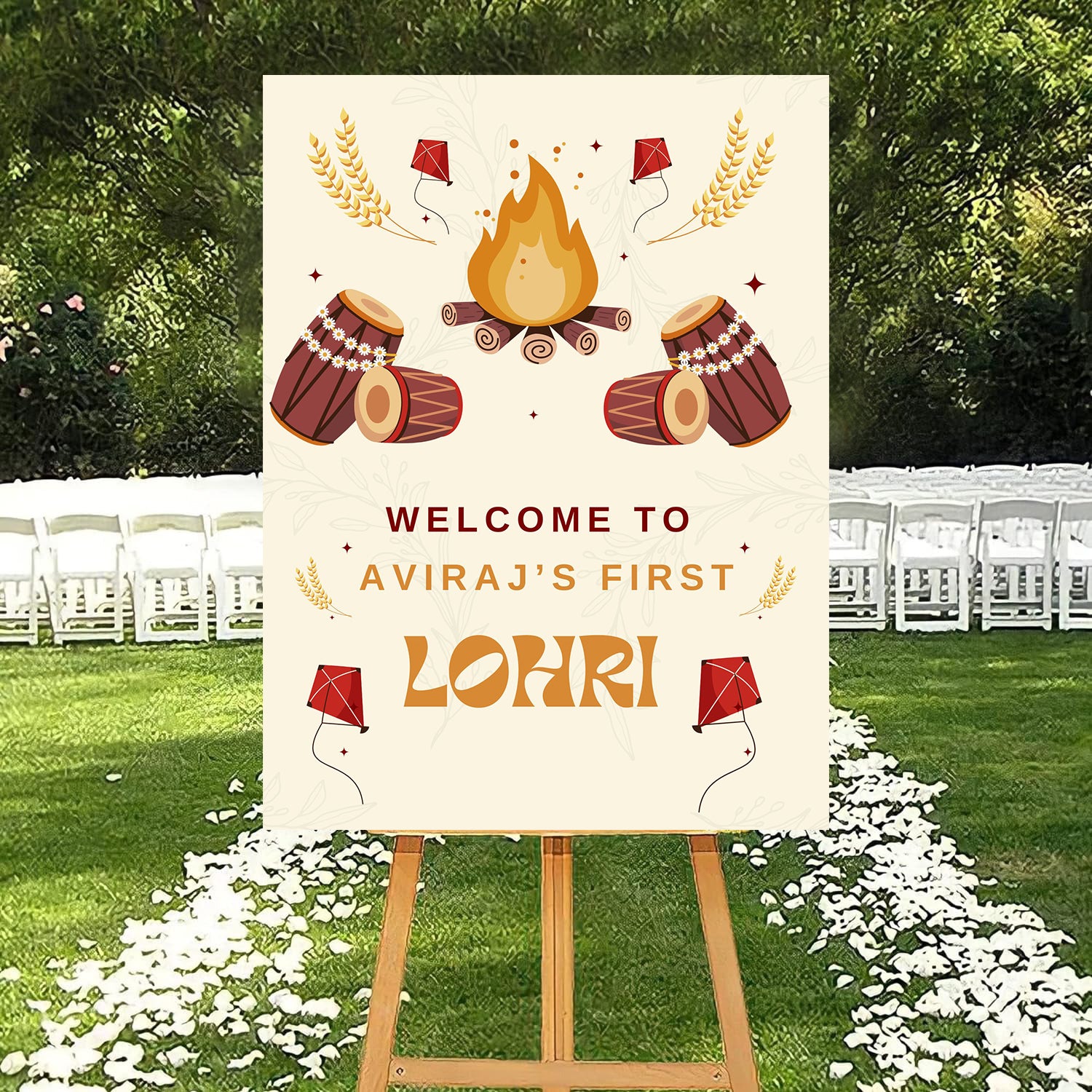 Lohri Party Personalized Yard Sign/Welcome Board