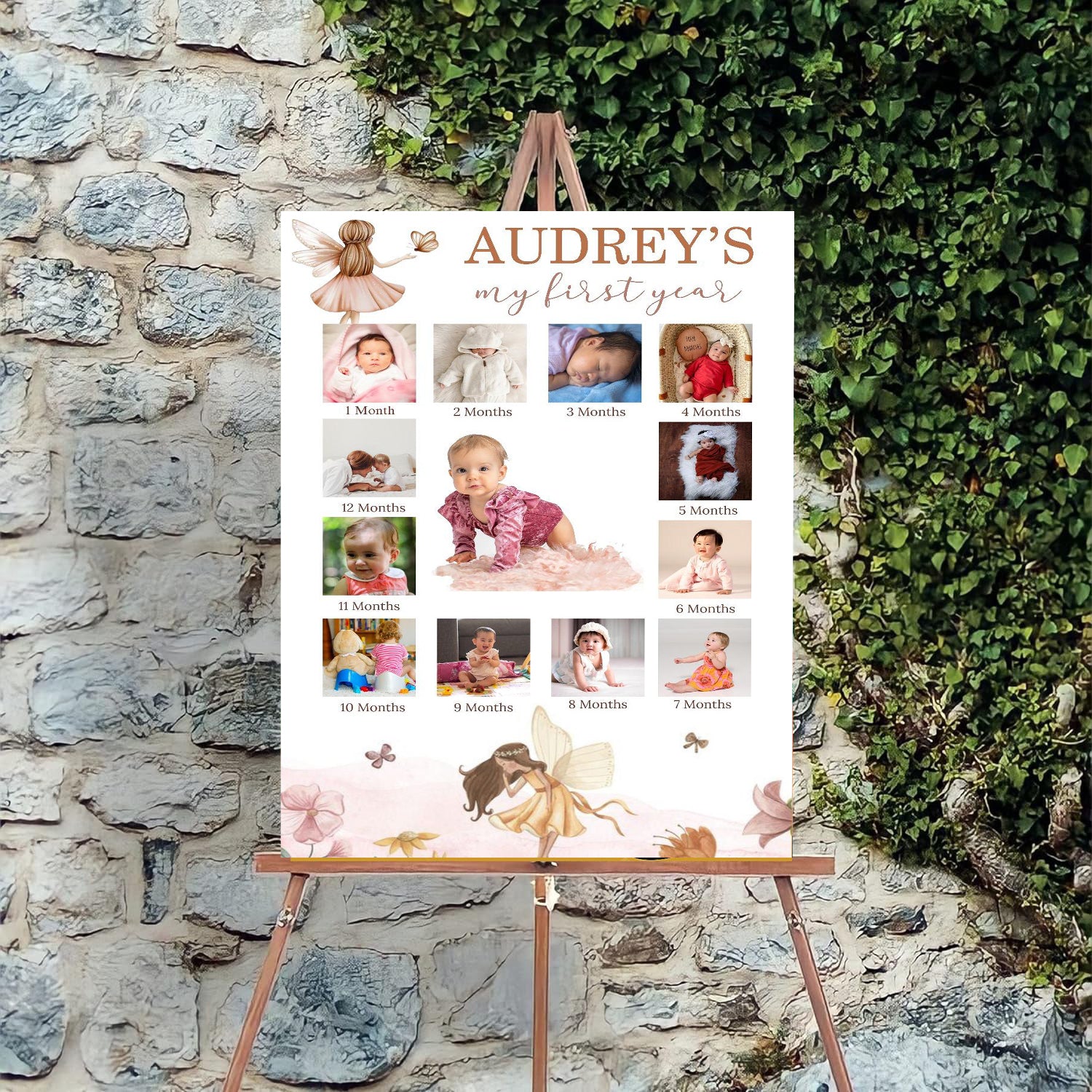 Fairies Theme Baby First Year Photo Sign Board
