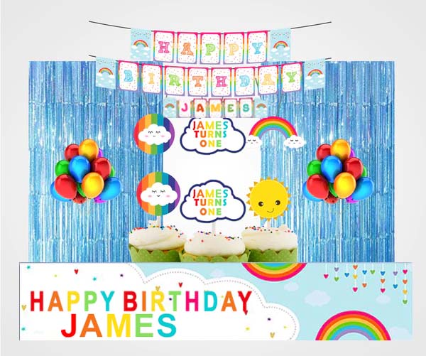 Rainbow Birthday Party Decoration Kit - Personalized
