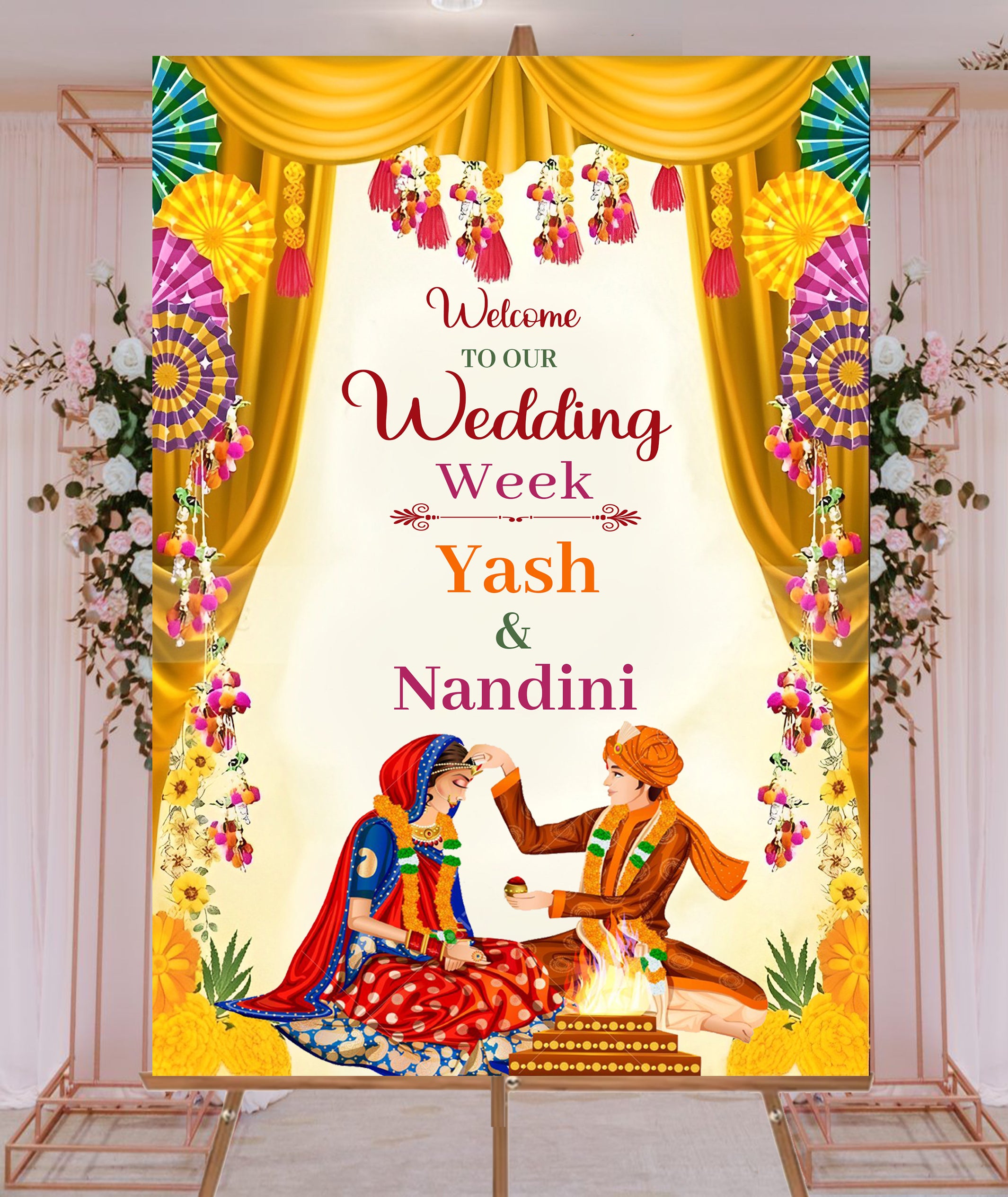 Indian Wedding Ceremony Welcome Board Sign for Decoration