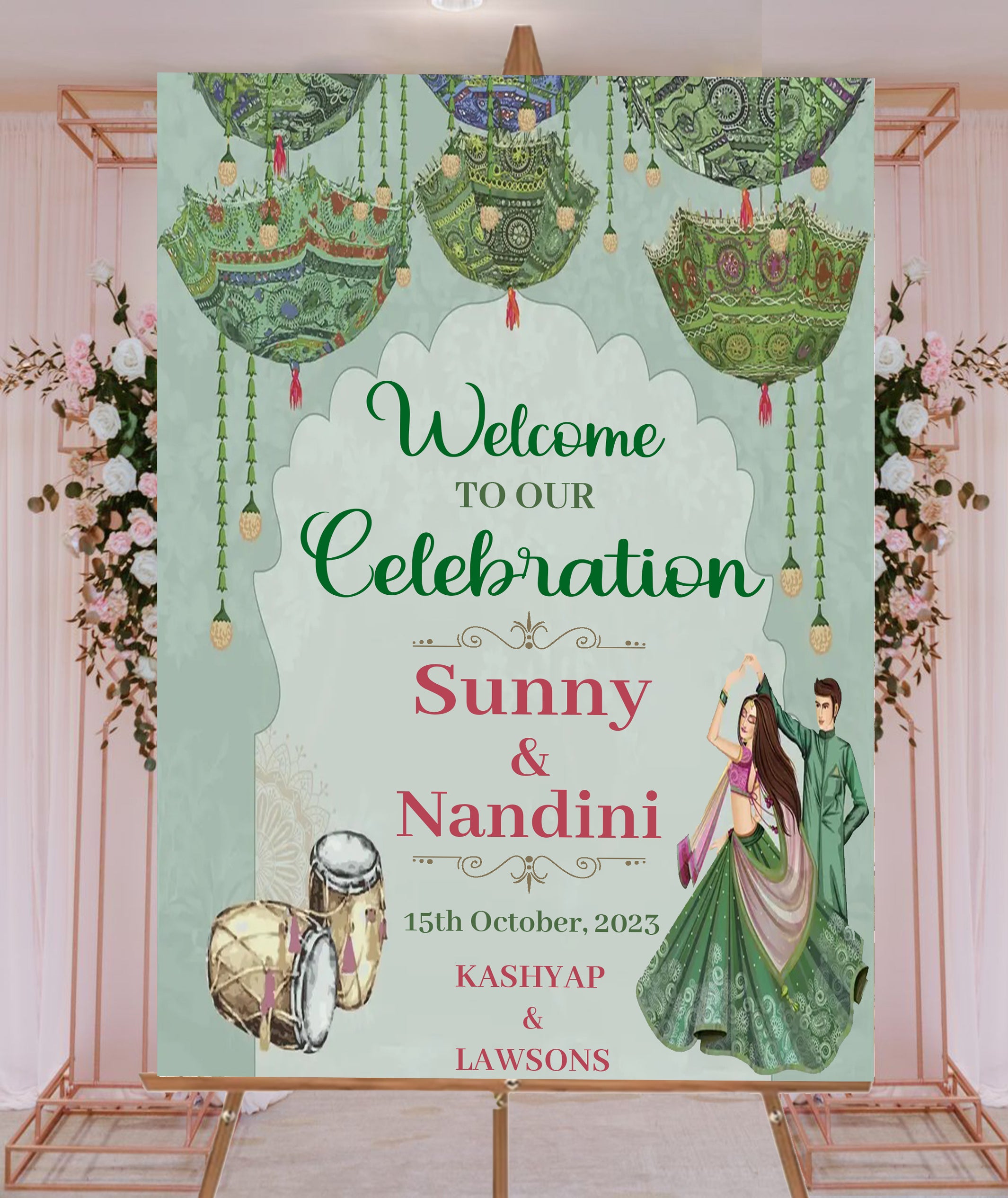 Indian Wedding Week Ceremony Welcome Board/Signage for Decoration