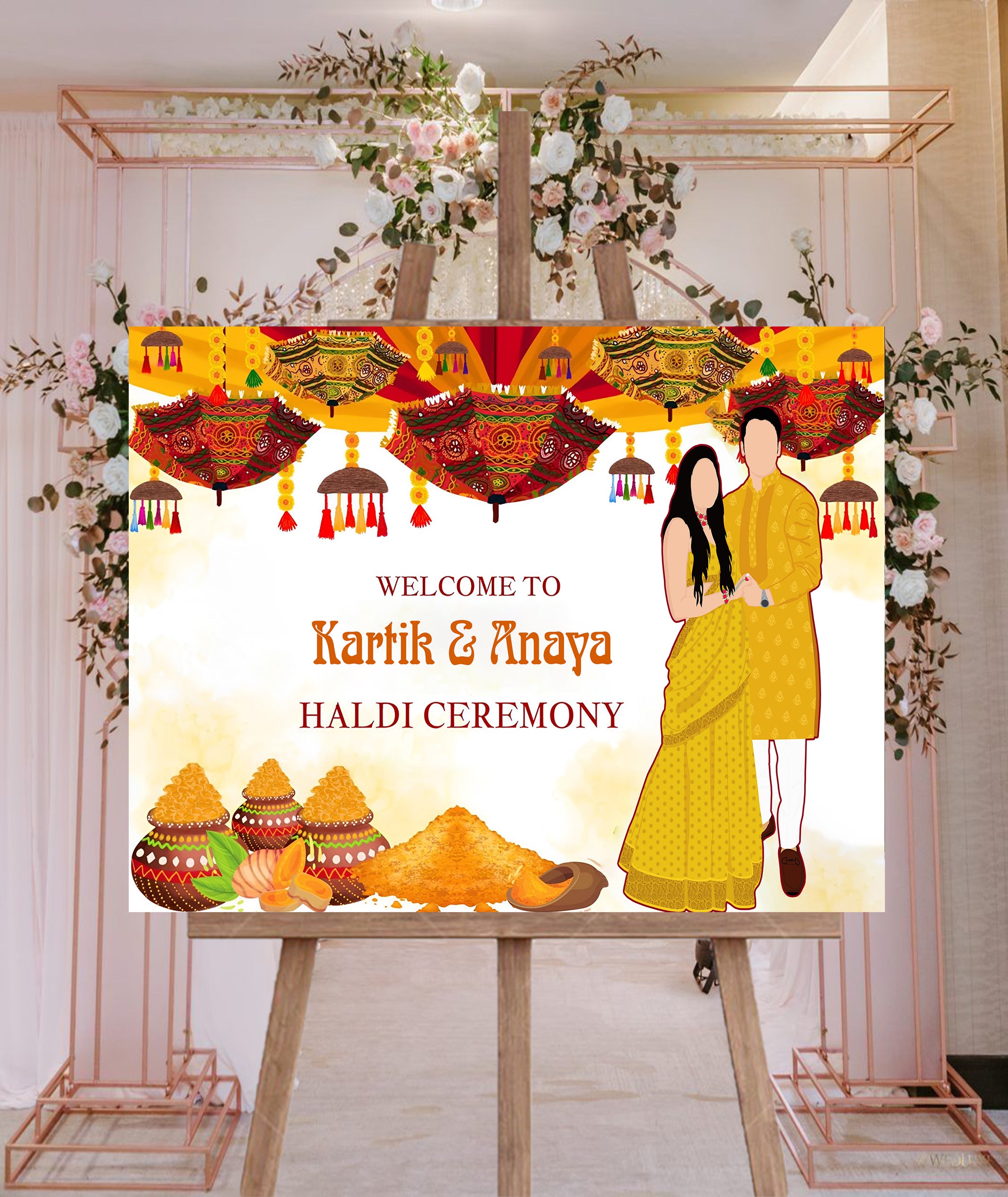 Haldi Ceremony Wedding Welcome Board/Sign for Decoration