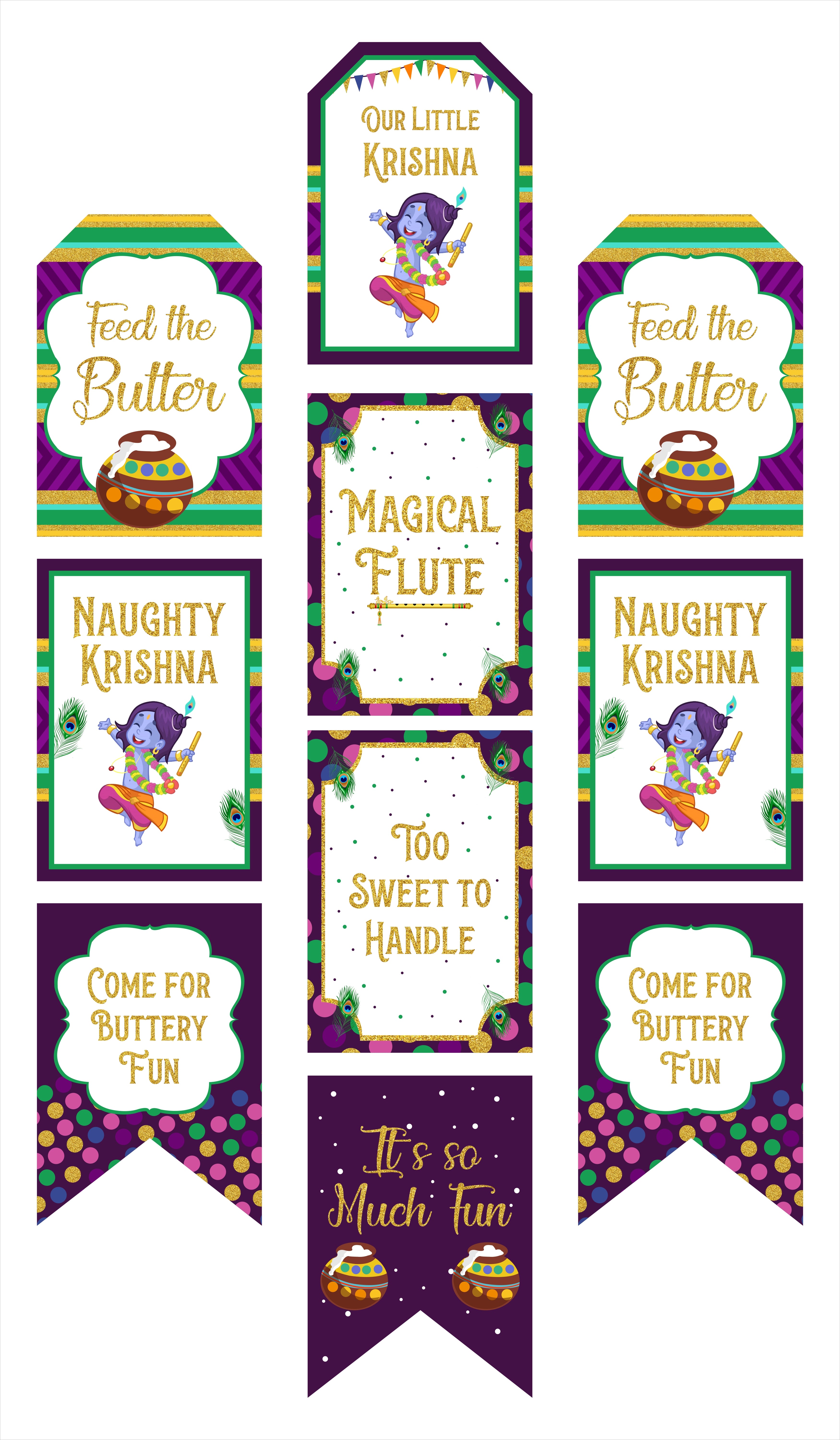 Little Krishna Theme Birthday Paper Door Banner or for Wall Decoration.