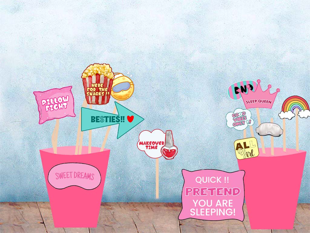 Pyjama Theme Birthday Party Photo Booth Props Kit