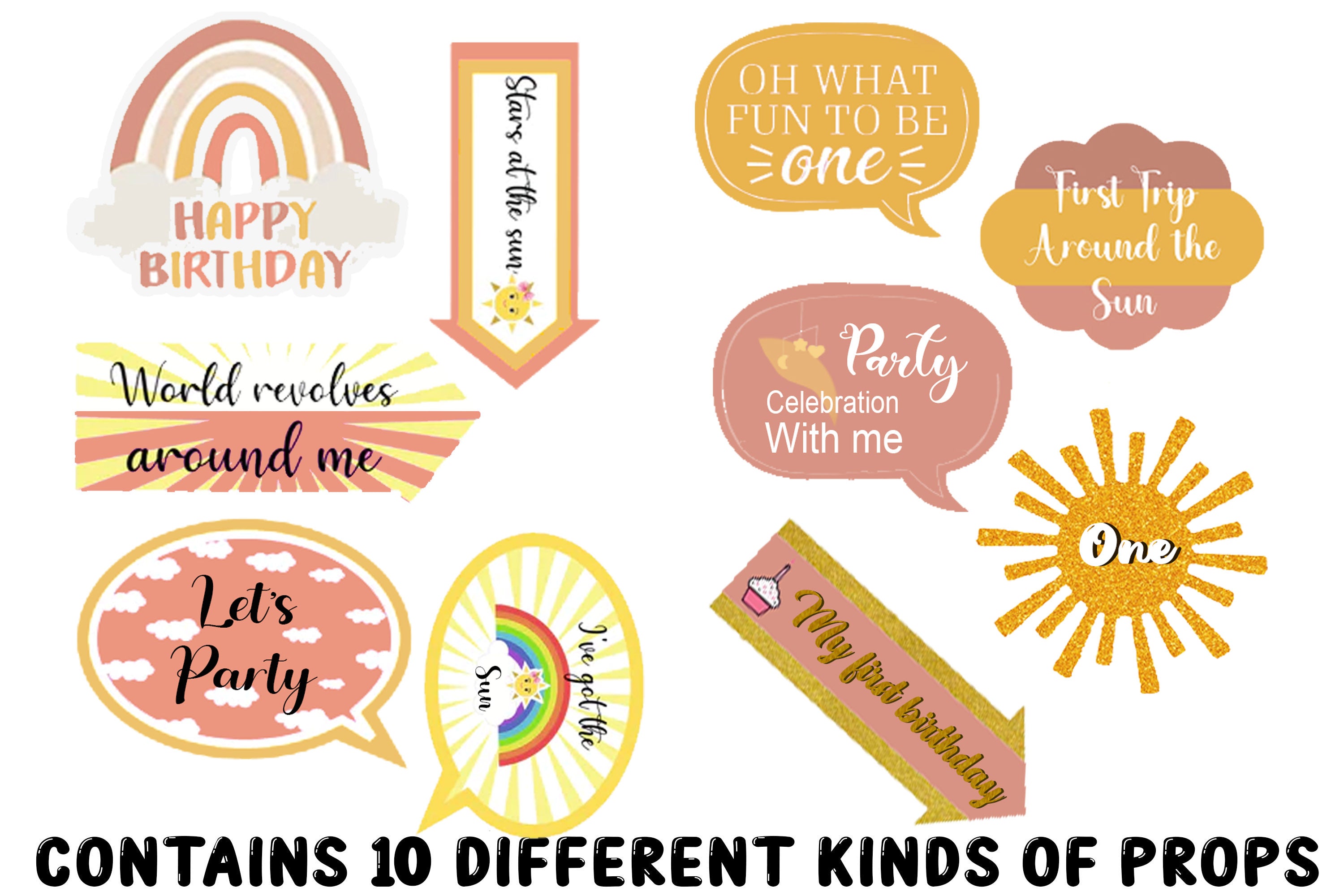 First Trip Around The Sun Birthday Party Photo Props Kit