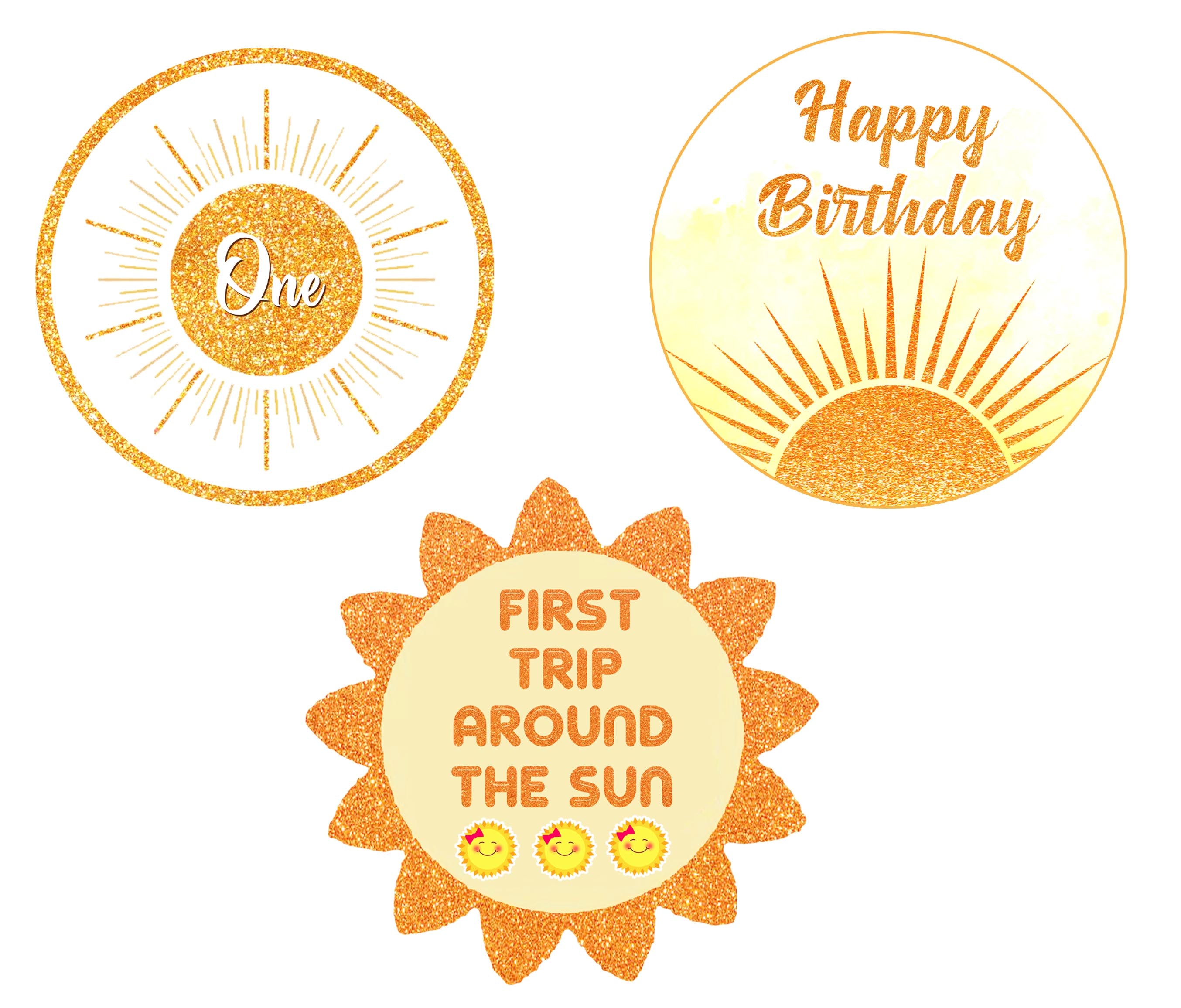 First Trip Around The Sun Birthday Party Cupcake Toppers for Decoration