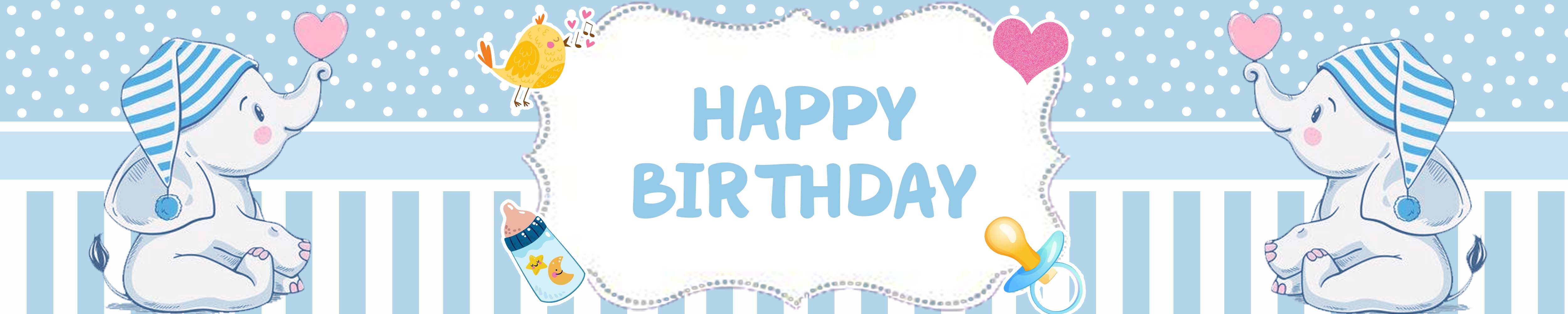 Baby Elephant Birthday Party Long Banner for Decoration