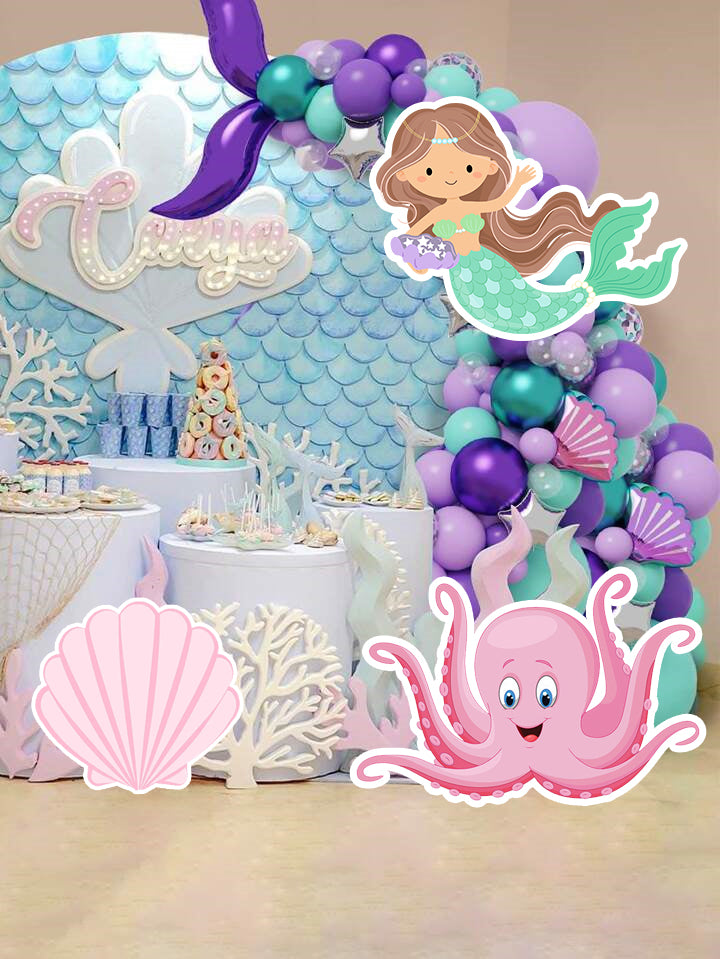 Mermaid Theme Birthday Party Cutouts