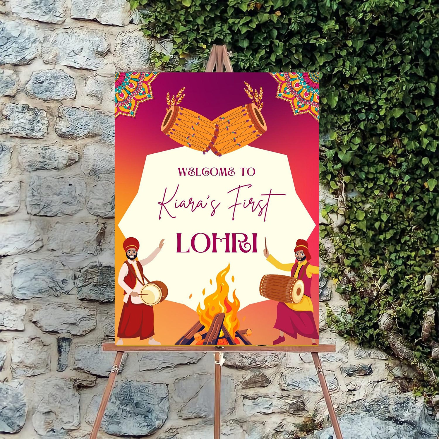 Lohri Party Personalized Yard Sign/Welcome Board