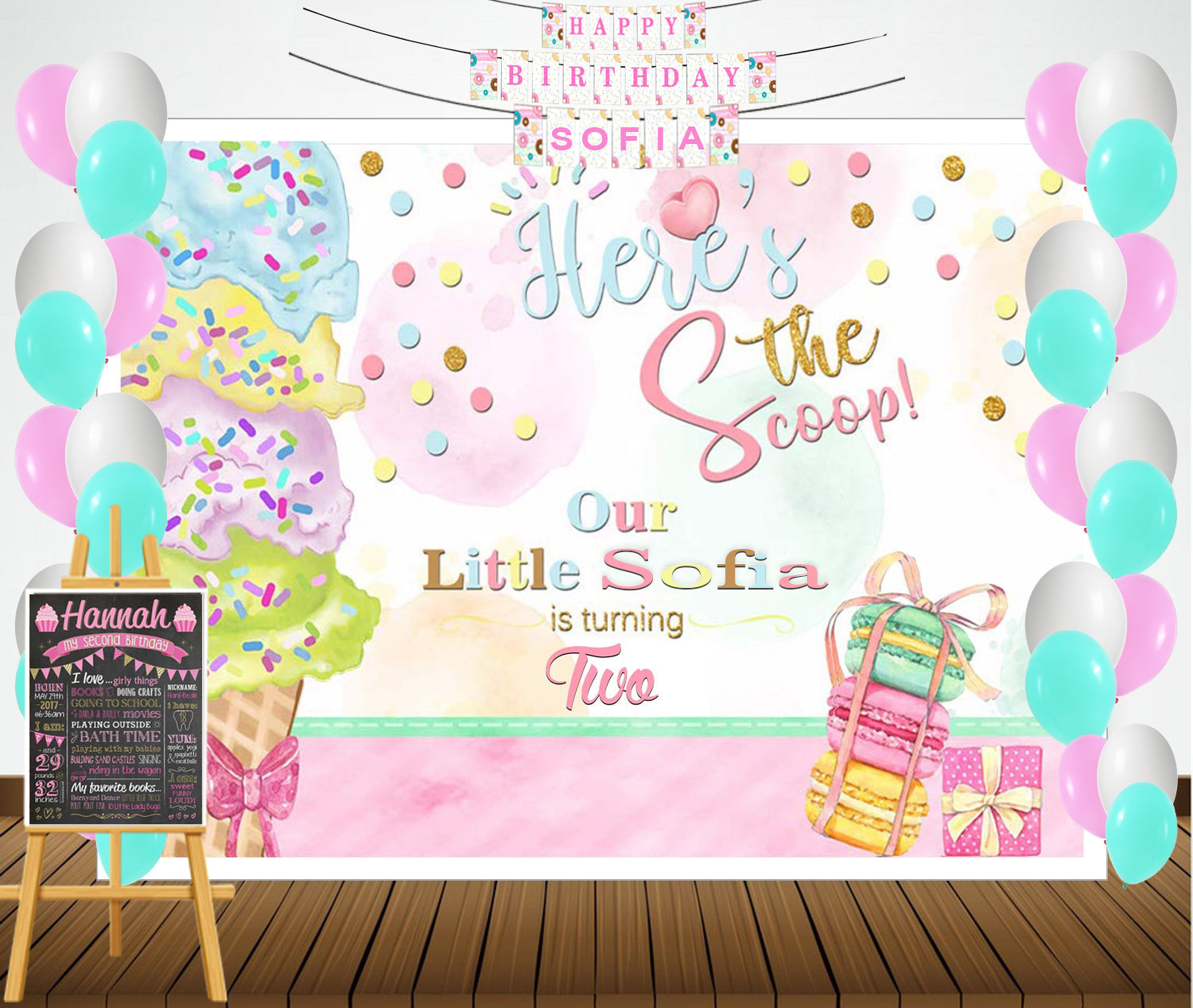 Two Sweet Girl Theme Birthday Party Personalized Multi-Saver Combo.