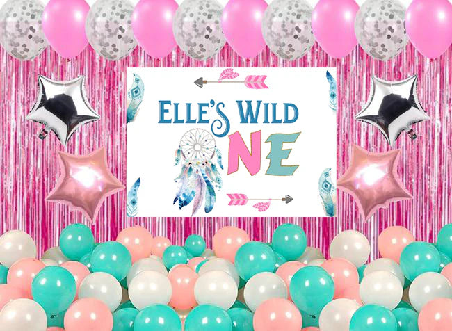 Wild One Birthday Party Complete Set with Personalized Backdrop