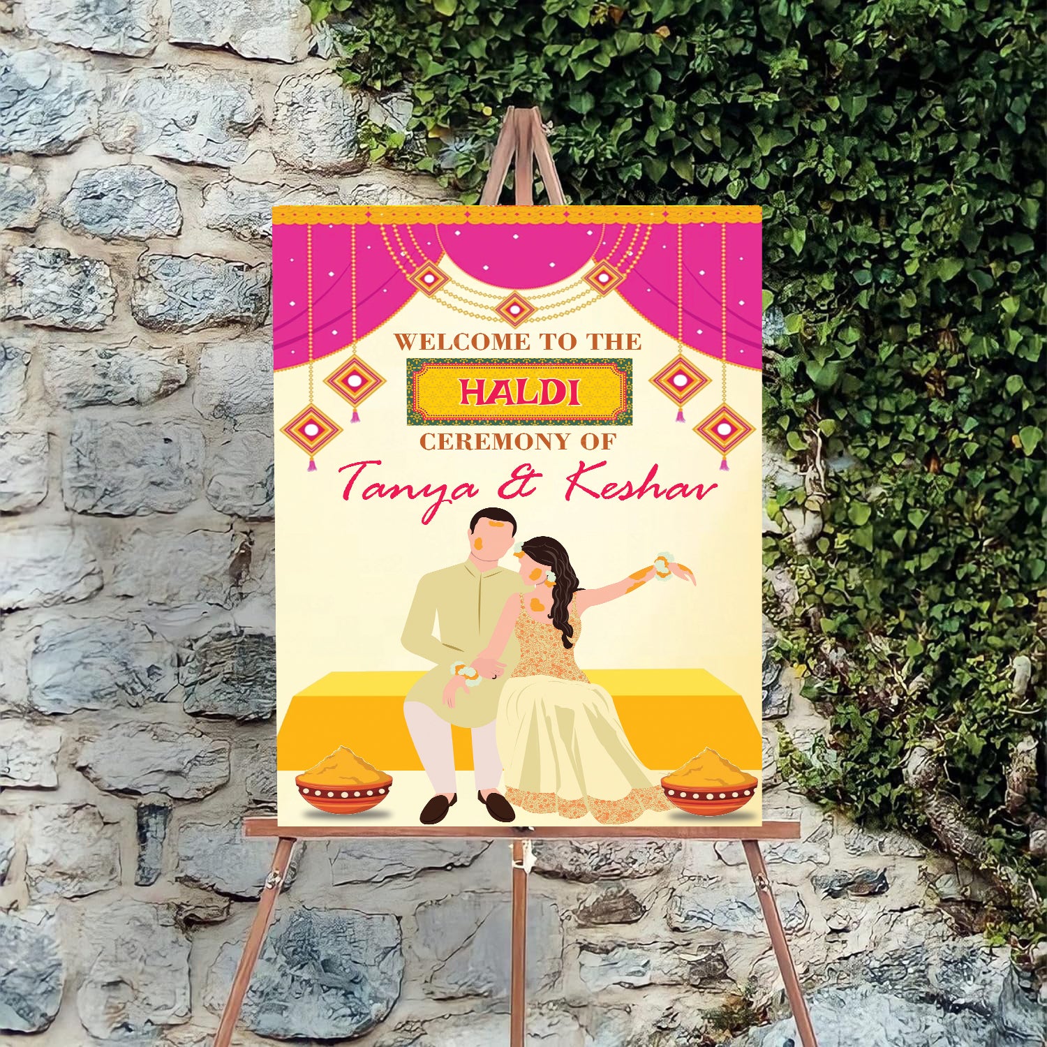 Haldi Ceremony Welcome Board for Decoration