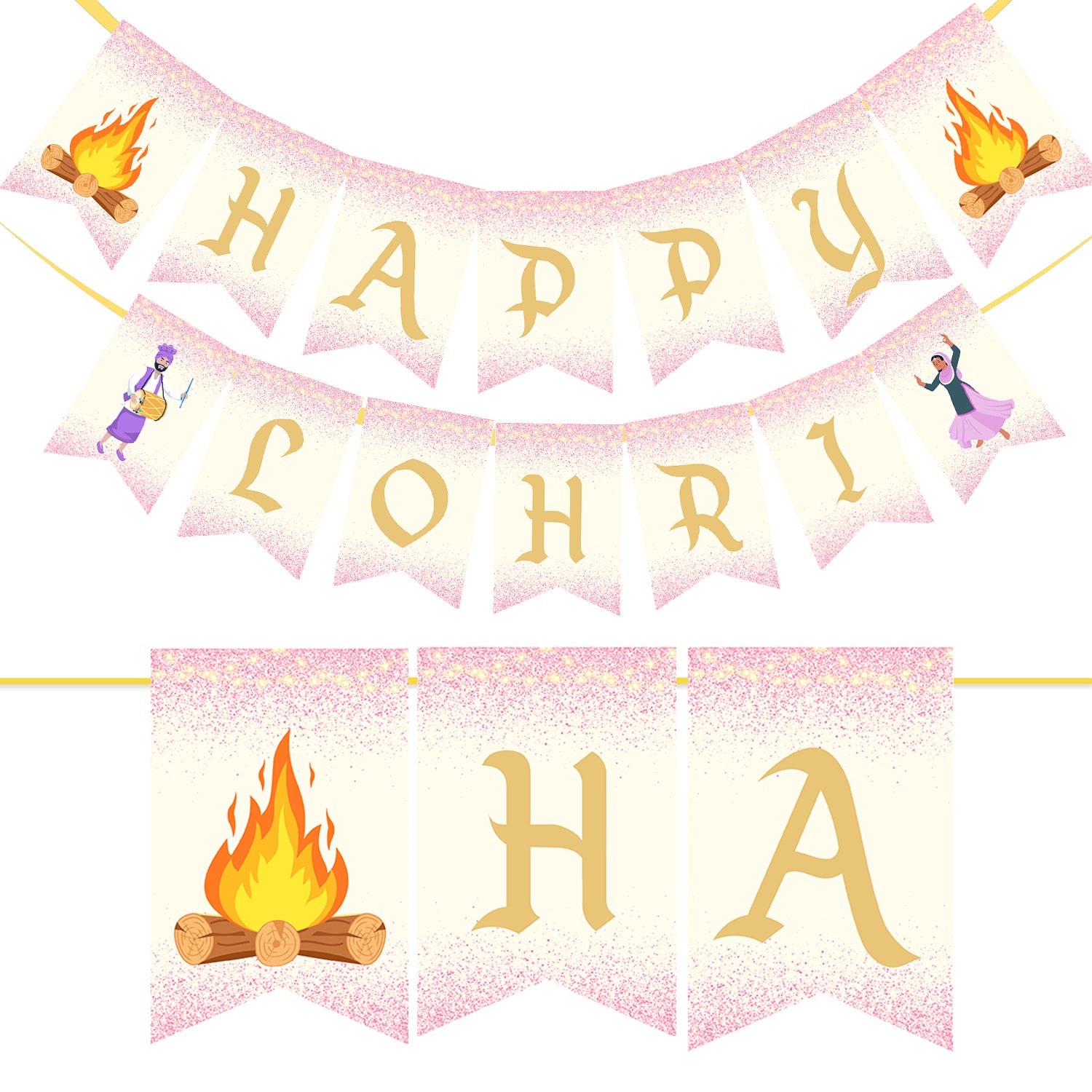 Happy Lohri Banner or Buntings for Decoration