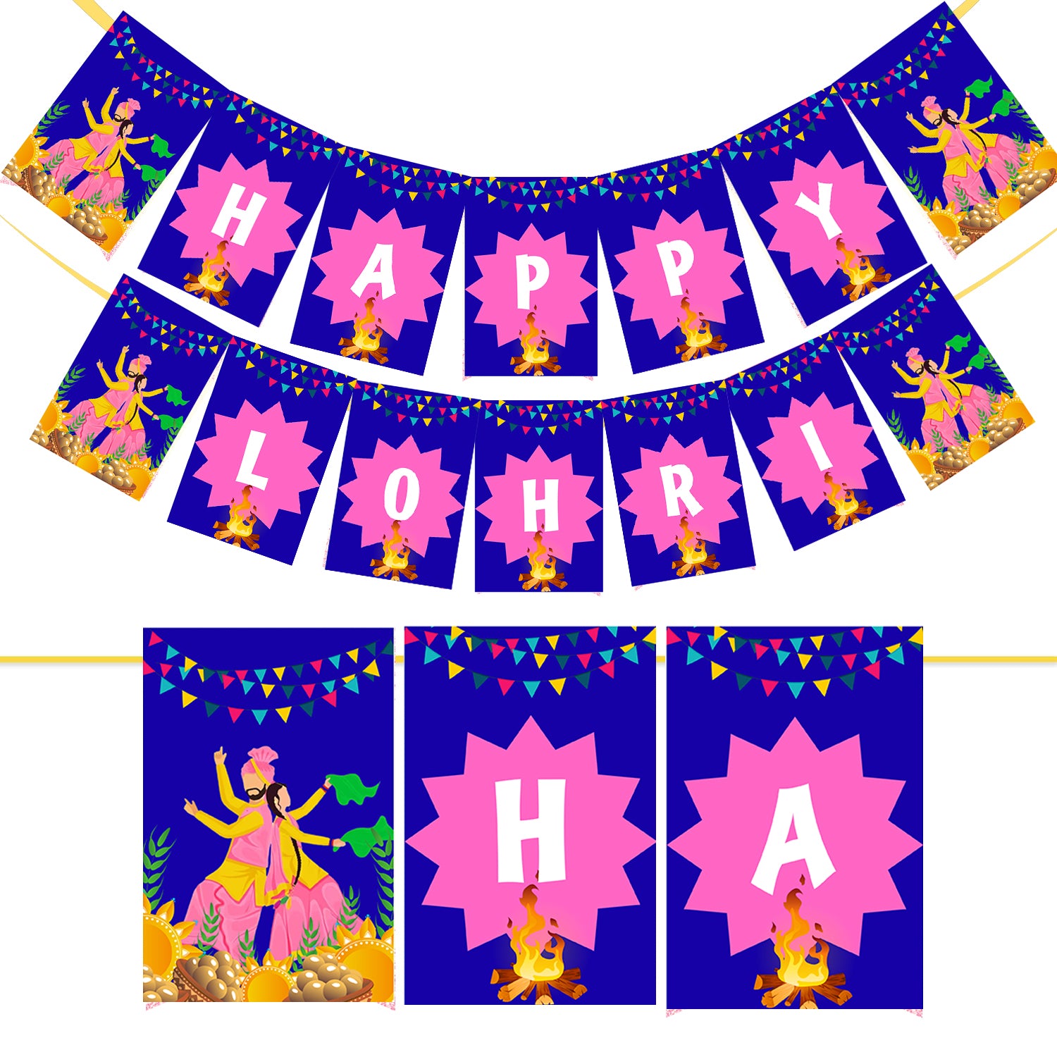Happy Lohri Banner or Buntings for Decoration