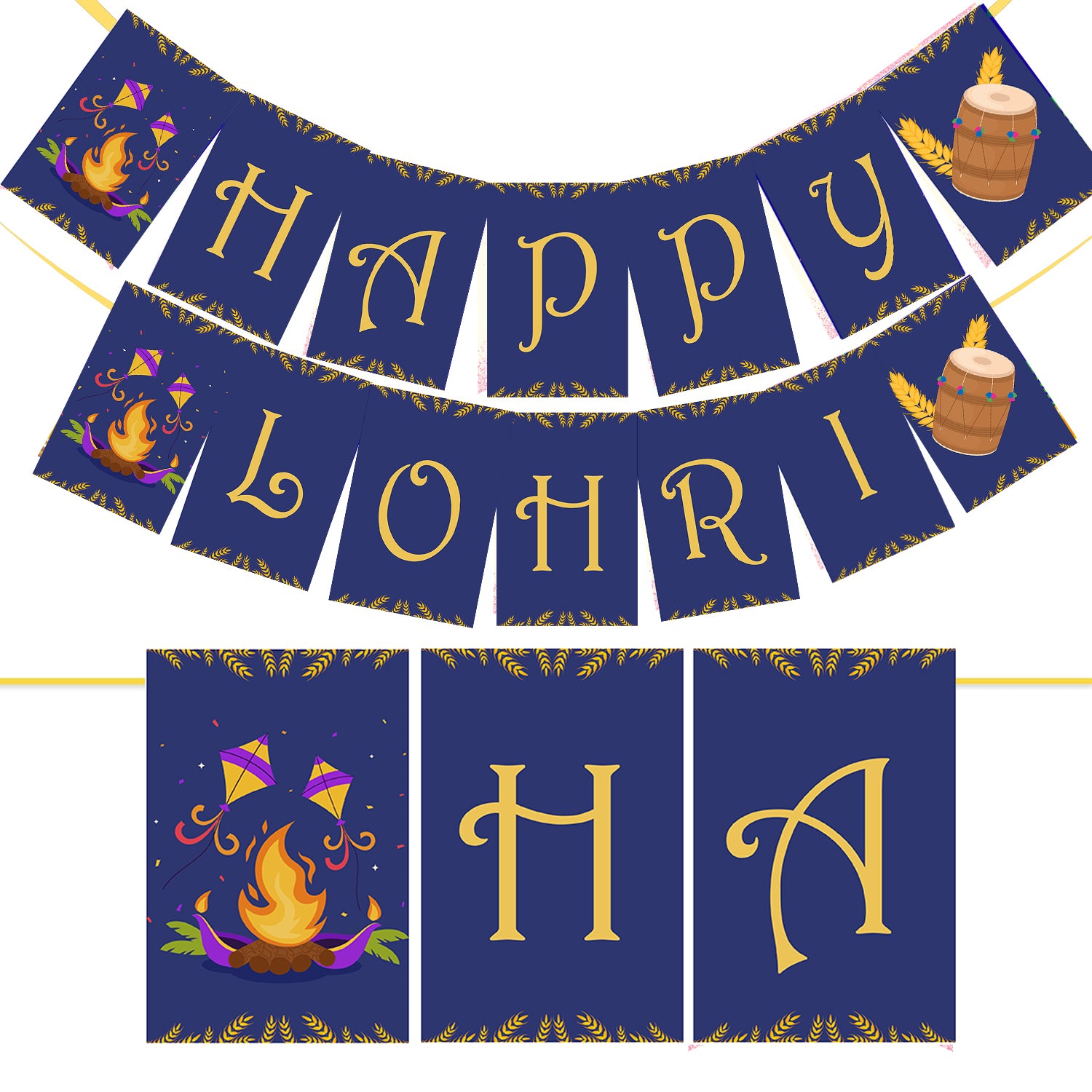 Happy Lohri Banner or Buntings for Decoration