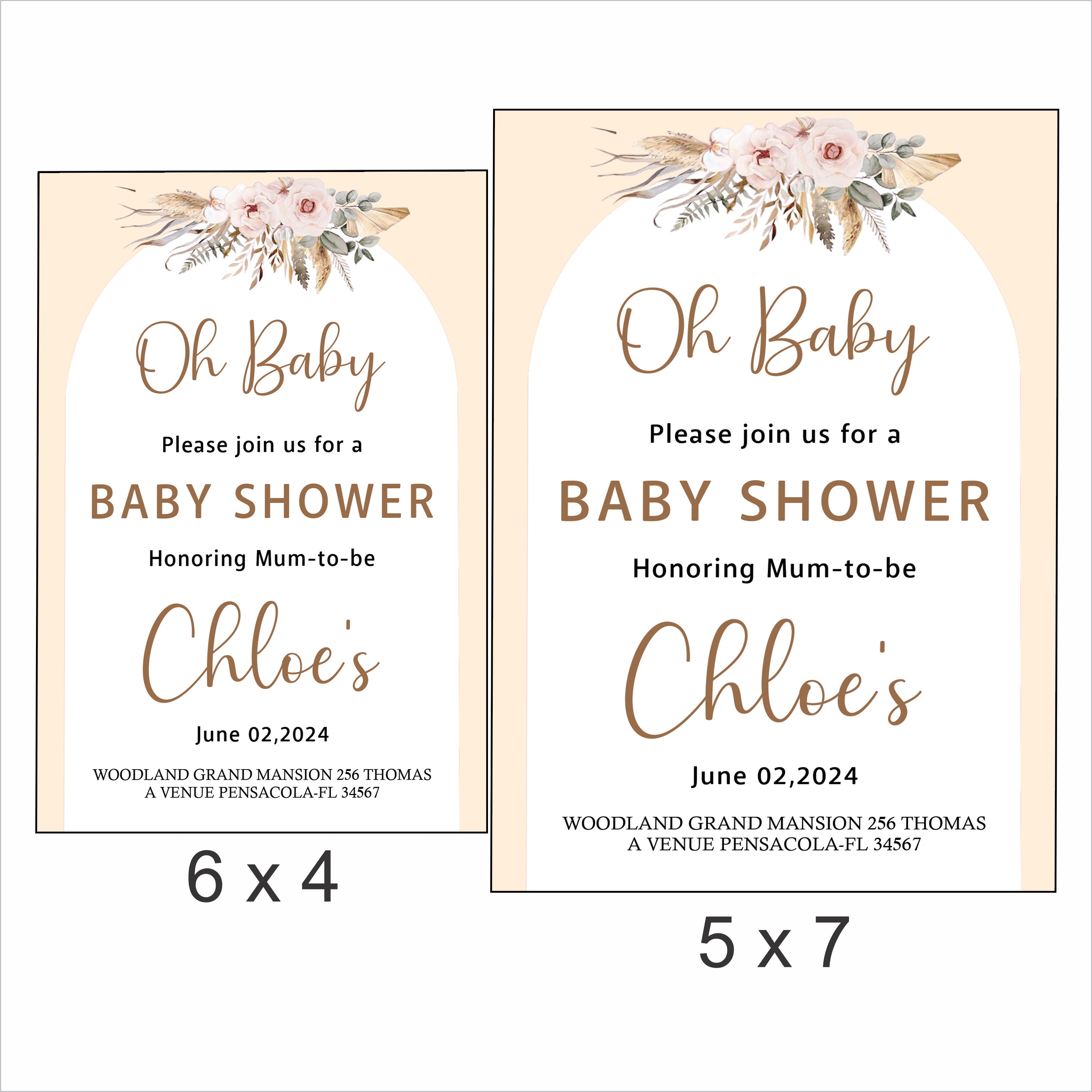 Boho Theme Baby Shower E- Invite/Printed Invitation Card