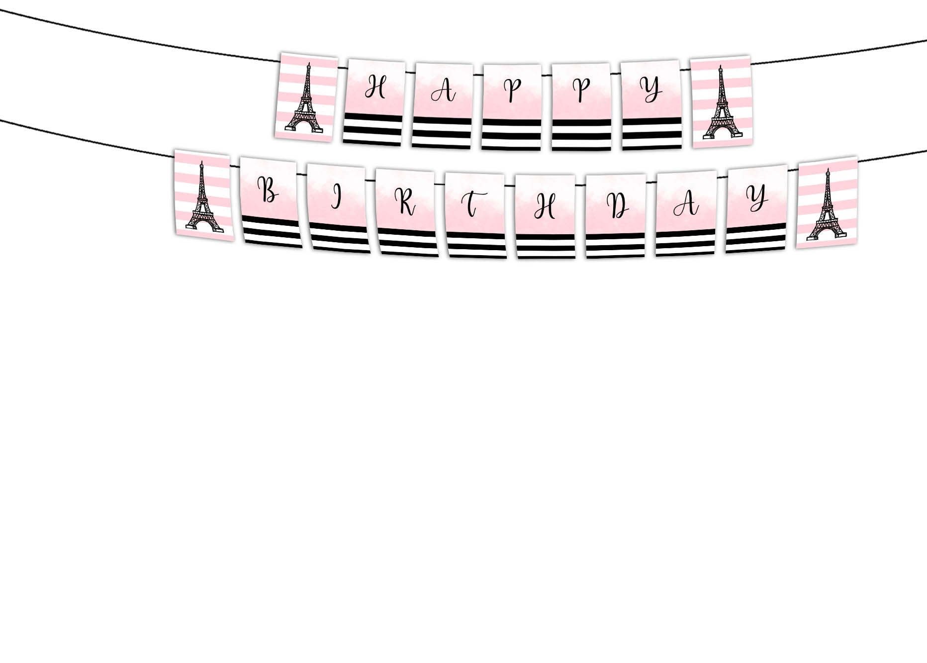 Paris Theme Birthday Party Banner for Decoration