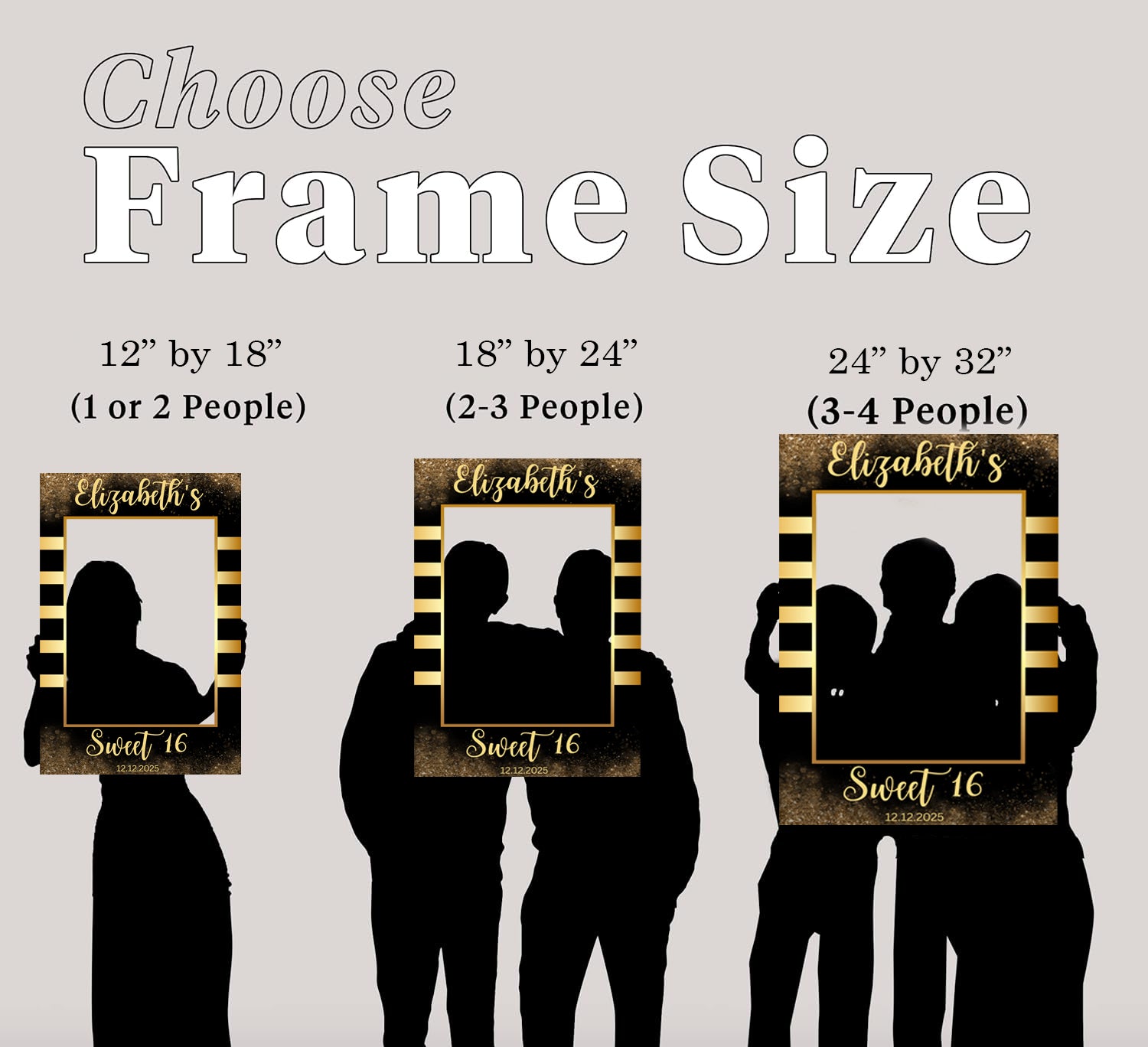 16th Theme Birthday Party Selfie Photo Booth Frame