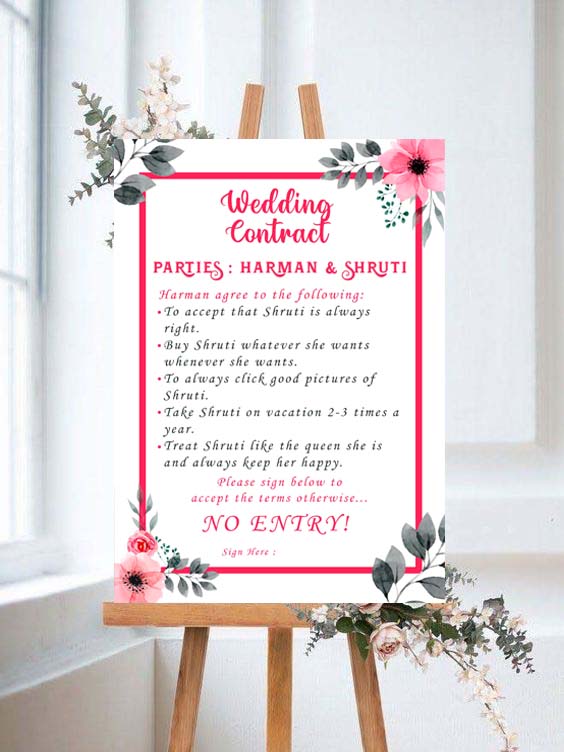 Wedding Contract / Bridal Party Welcome Signage