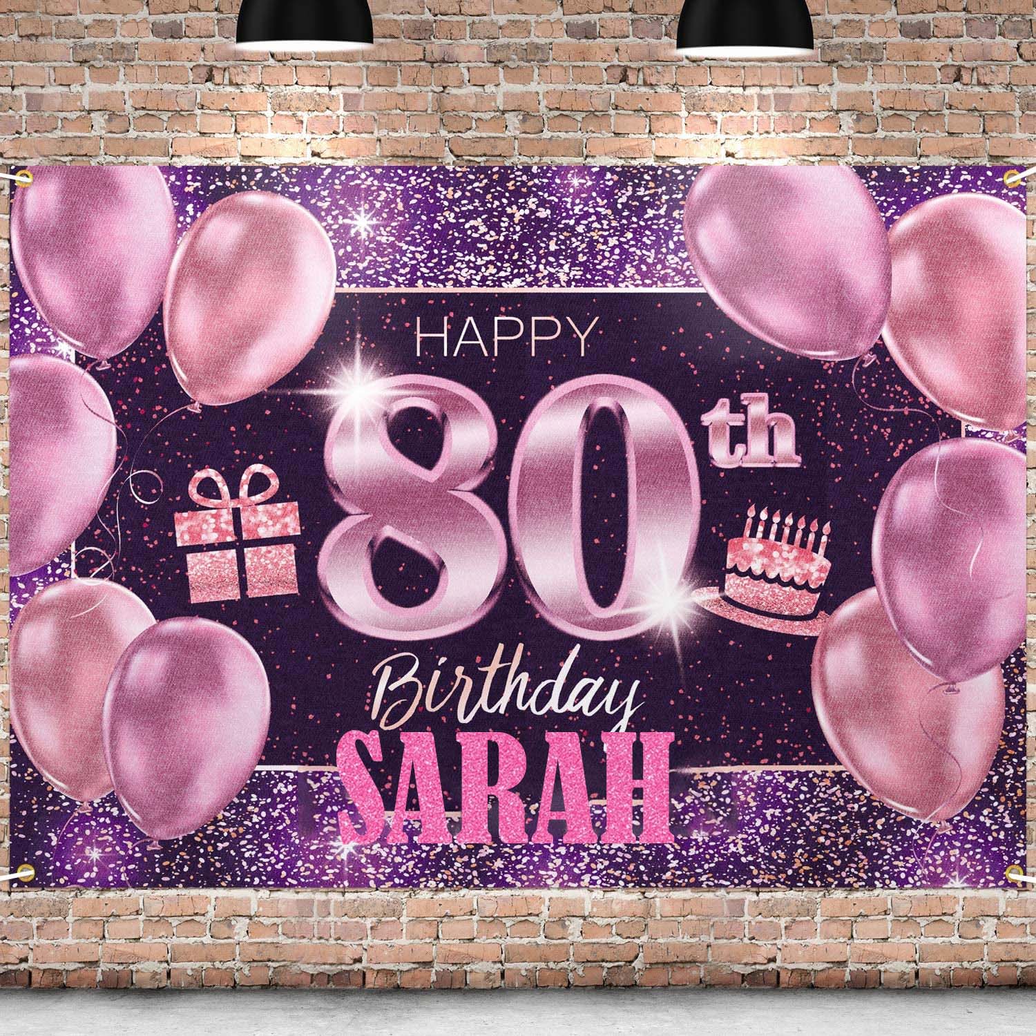 80th Birthday Party Personalized Backdrop