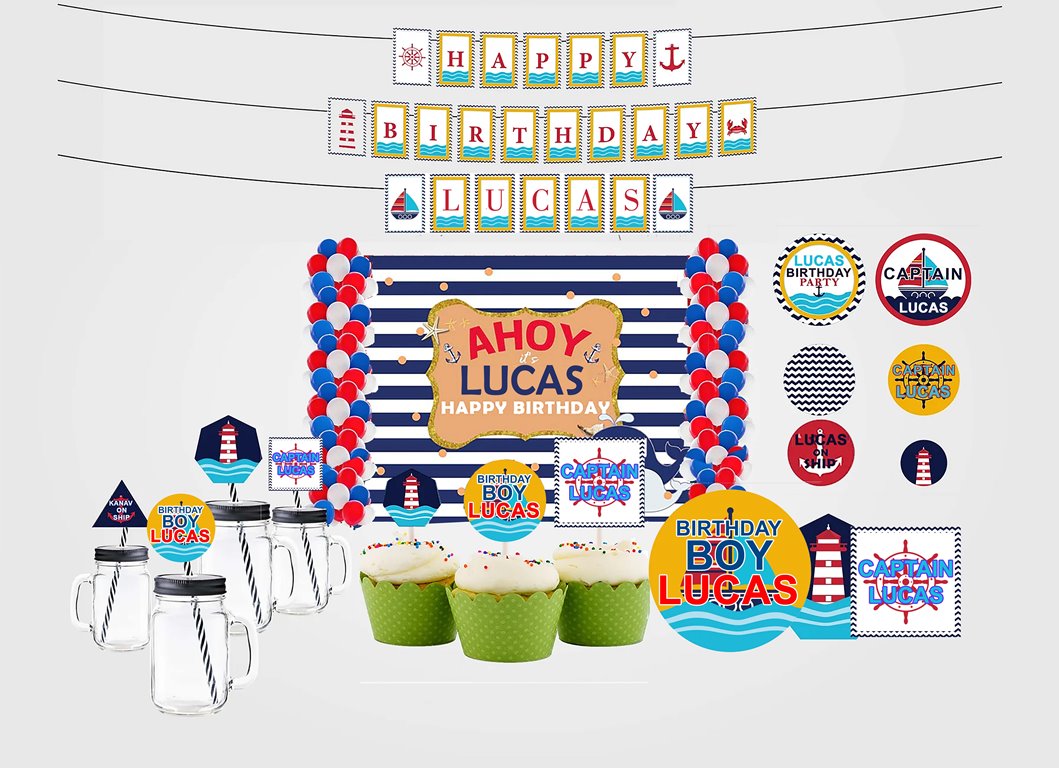 Nautical Theme Birthday Complete Personalize Party Kit