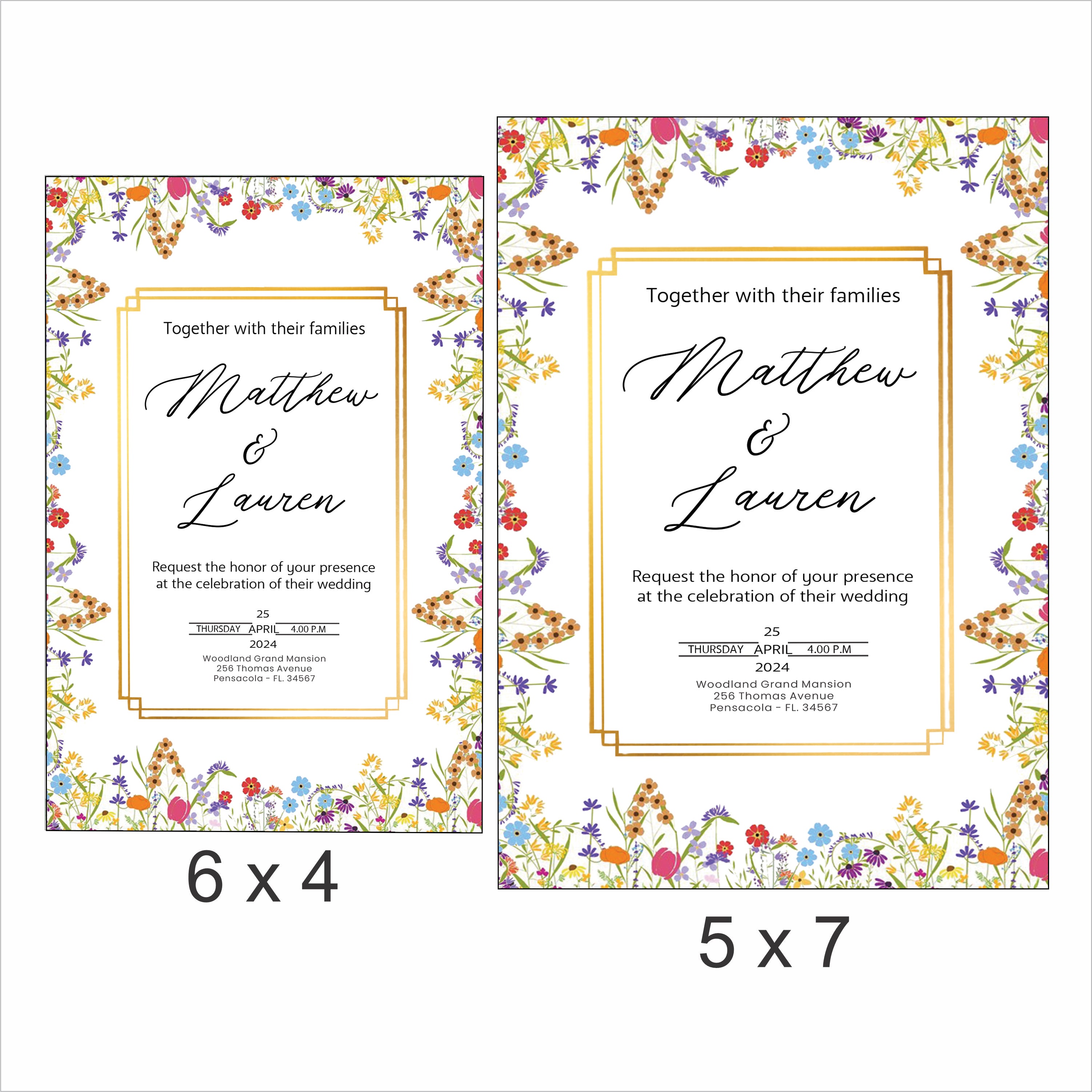 Wild Flower Wedding  E- Invite/Printed Invitation Card