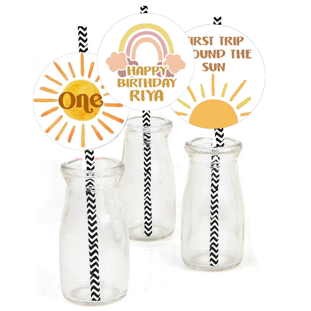 First Trip Around The Sun Birthday Party Paper Decorative Straws