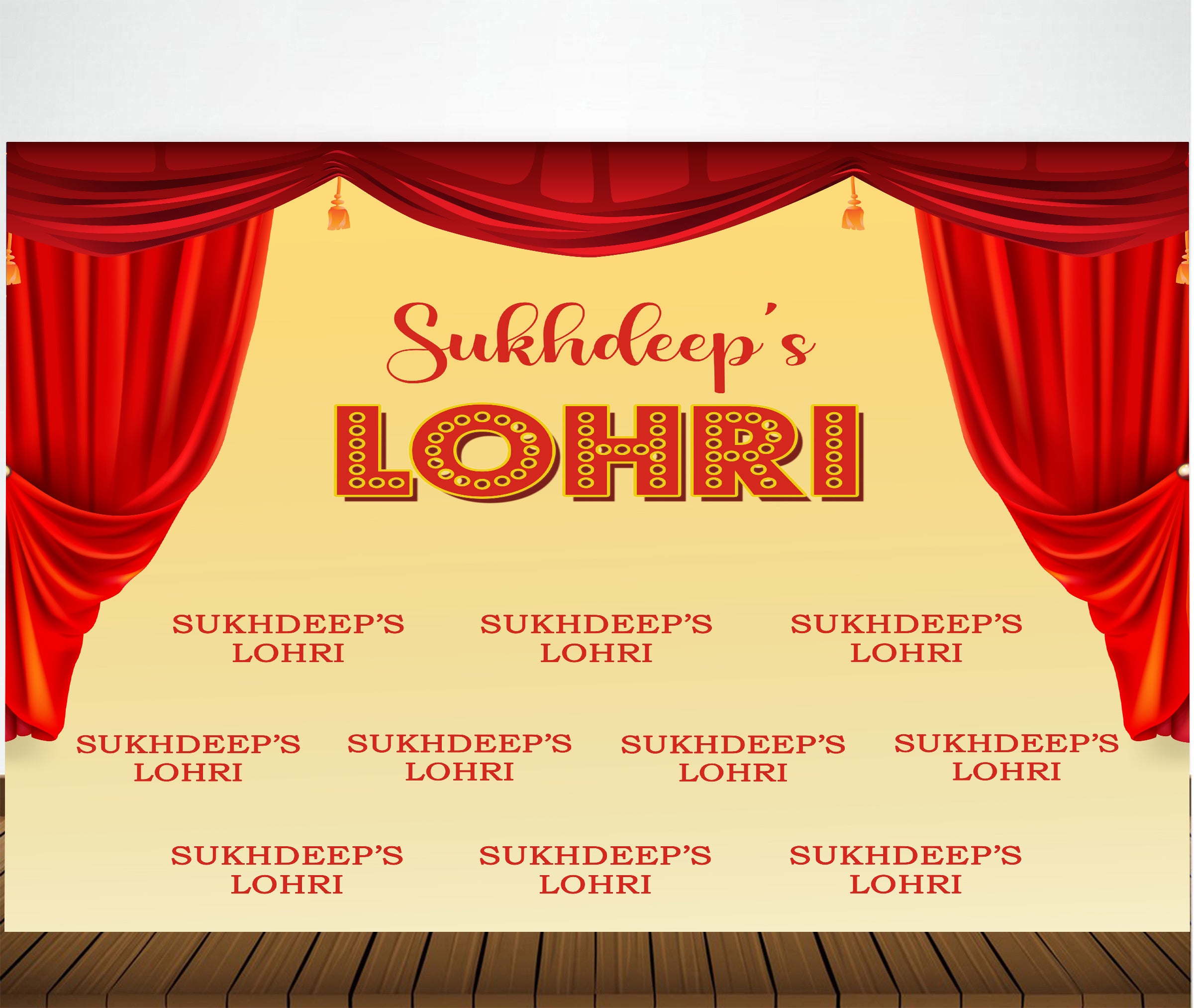 Lohri Party Personalized Backdrop for Decoration