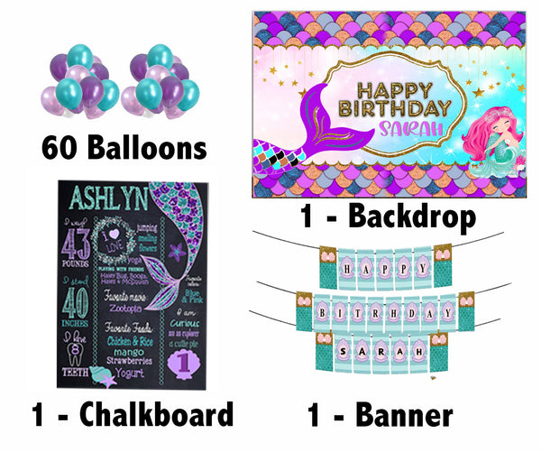 Little Mermaid Theme Birthday Party Personalized Multi-Saver Combo For Your Kids First Birthday