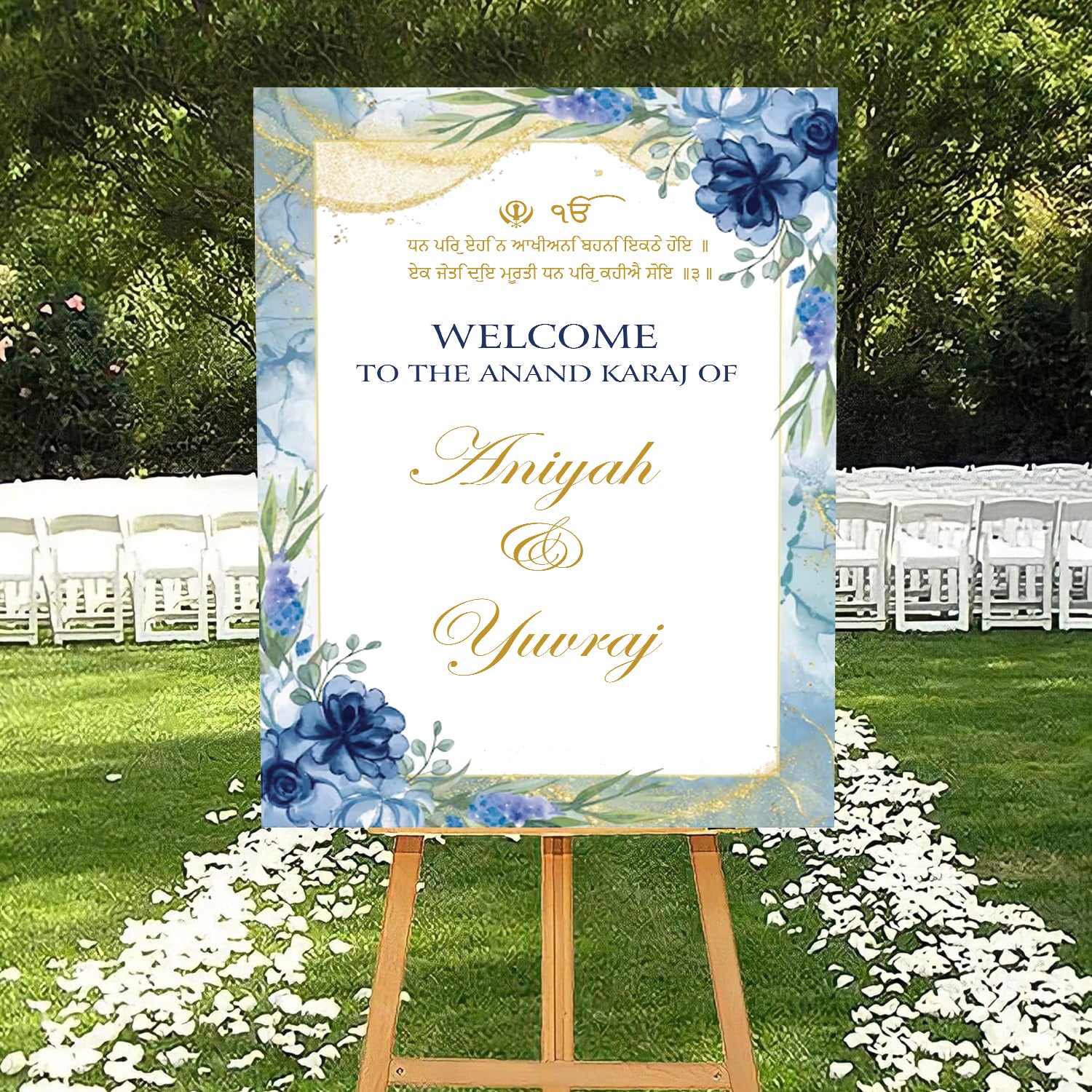 Indian Punjabi Wedding Anand Karaj Ceremony Welcome Board for Decoration