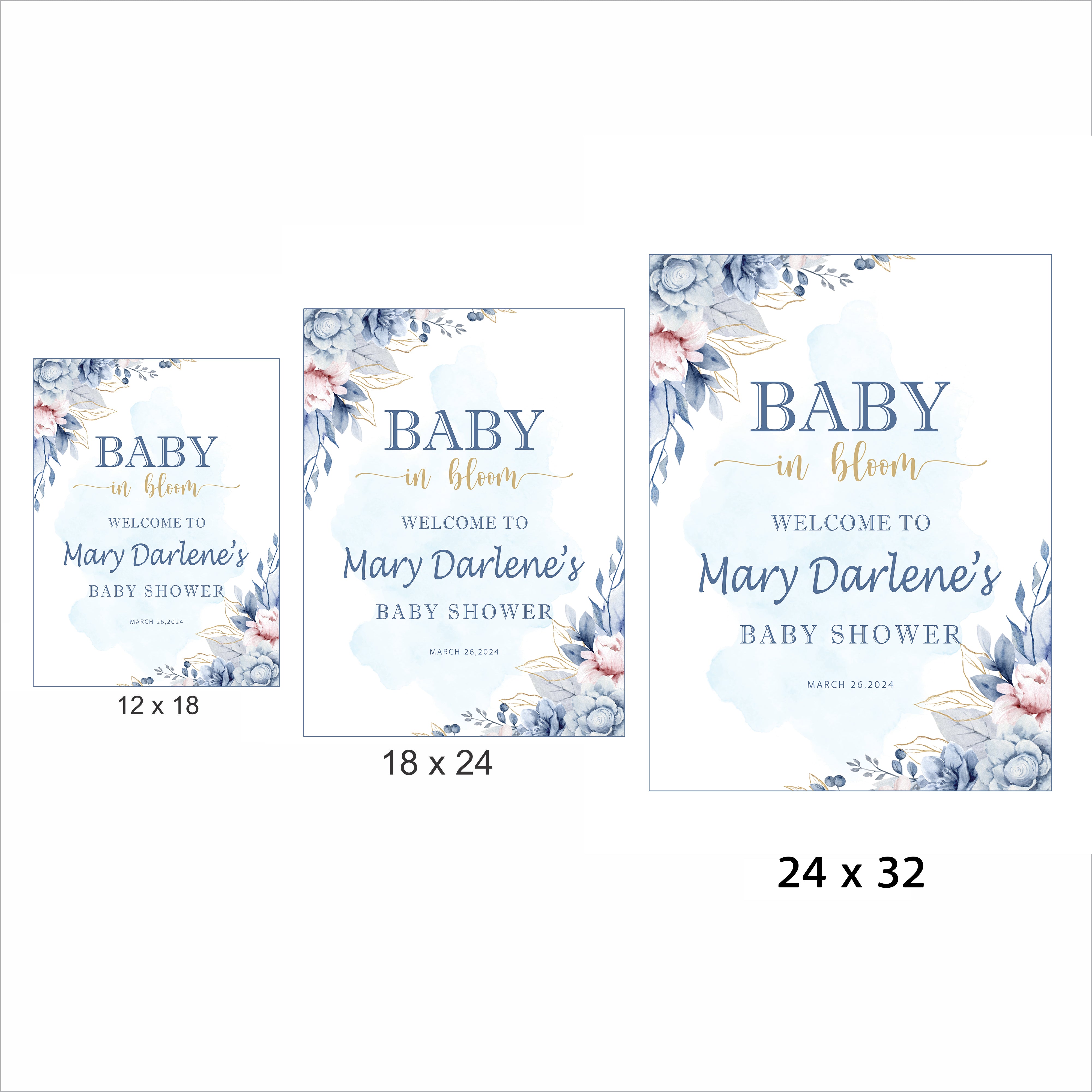 Baby in Bloom Baby Shower Welcome Board Sign for Decoration